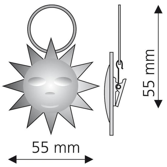 Liedeco Gardinenring »Sonne«, (Packung, 4 St., mit Dekoklammer), für Gardinenstangen  Ø 16 mm auf Rechnung | BAUR