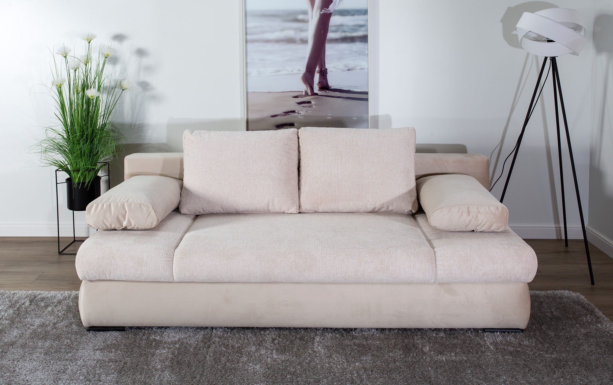 COLLECTION AB 1100000002199 "Chicago, B: 200 cm, Liegefl. 146x200 cm" Schlaffunktion, Bettkasten & 2 Armlehnenkissen, Federkern