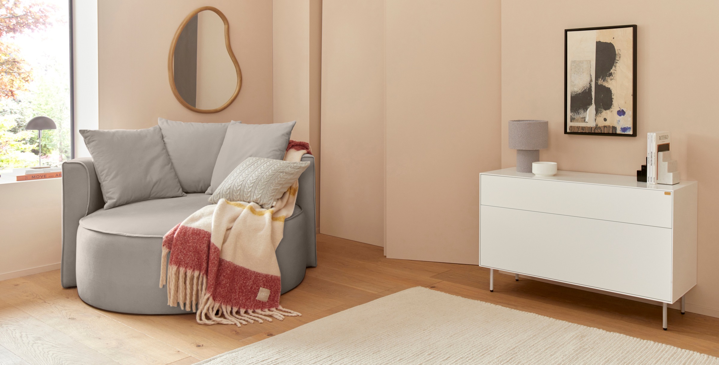 LeGer Home by Lena Gercke XXL-Sessel »ISALIE, Sessel in modernen Farben, Lesesessel, Loveseat, Big-Sessel«, trendige Stoffe, mit 3 Zierkissen, große Sitzfläche, Hocker optional