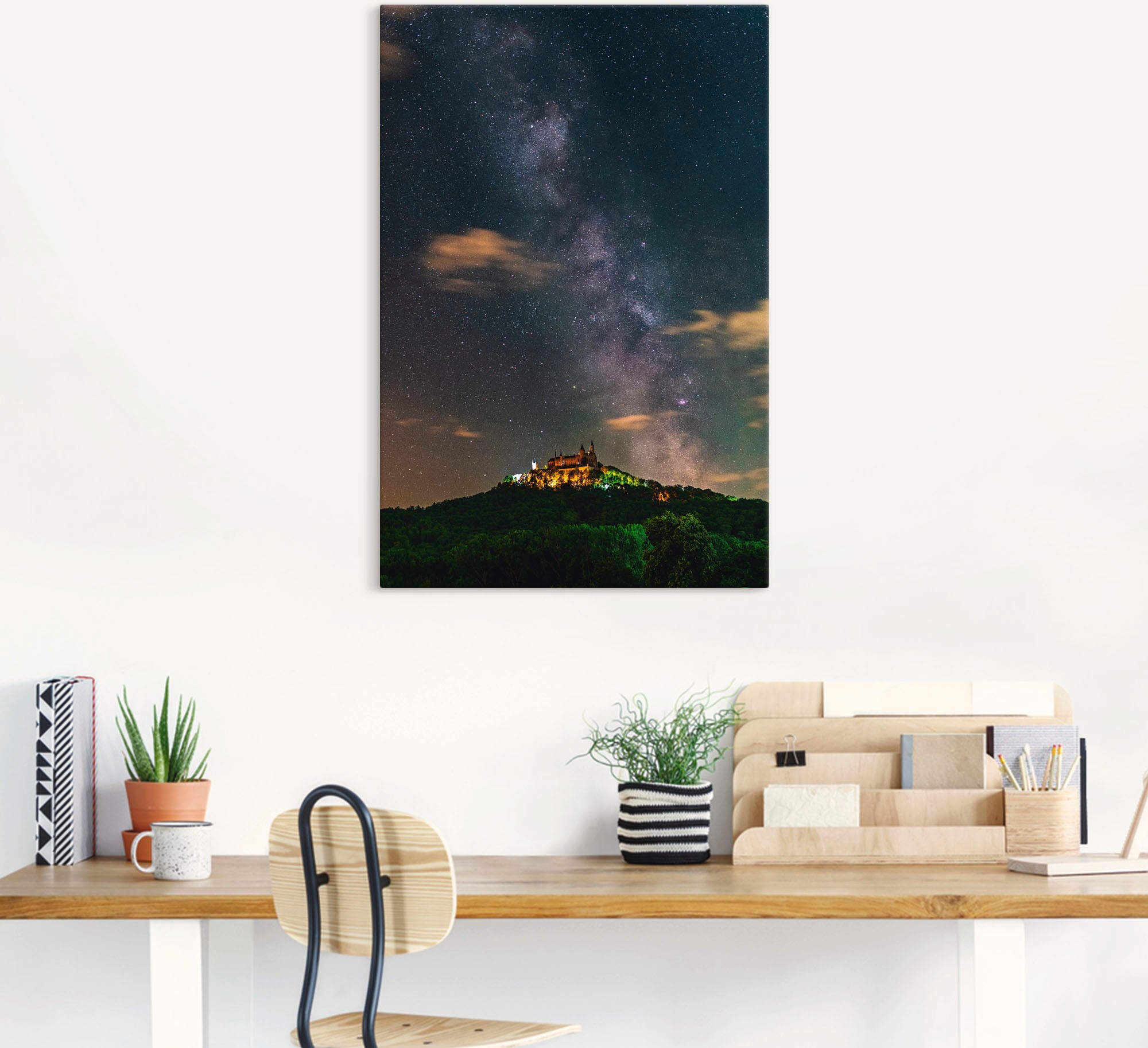 Artland Poster »Milchstraße über der Burg Hohenzollern«, Bilder vom Sternenhimmel, (1 St.), als Alubild, Leinwandbild, Wandaufkleber oder Poster in versch. Größen