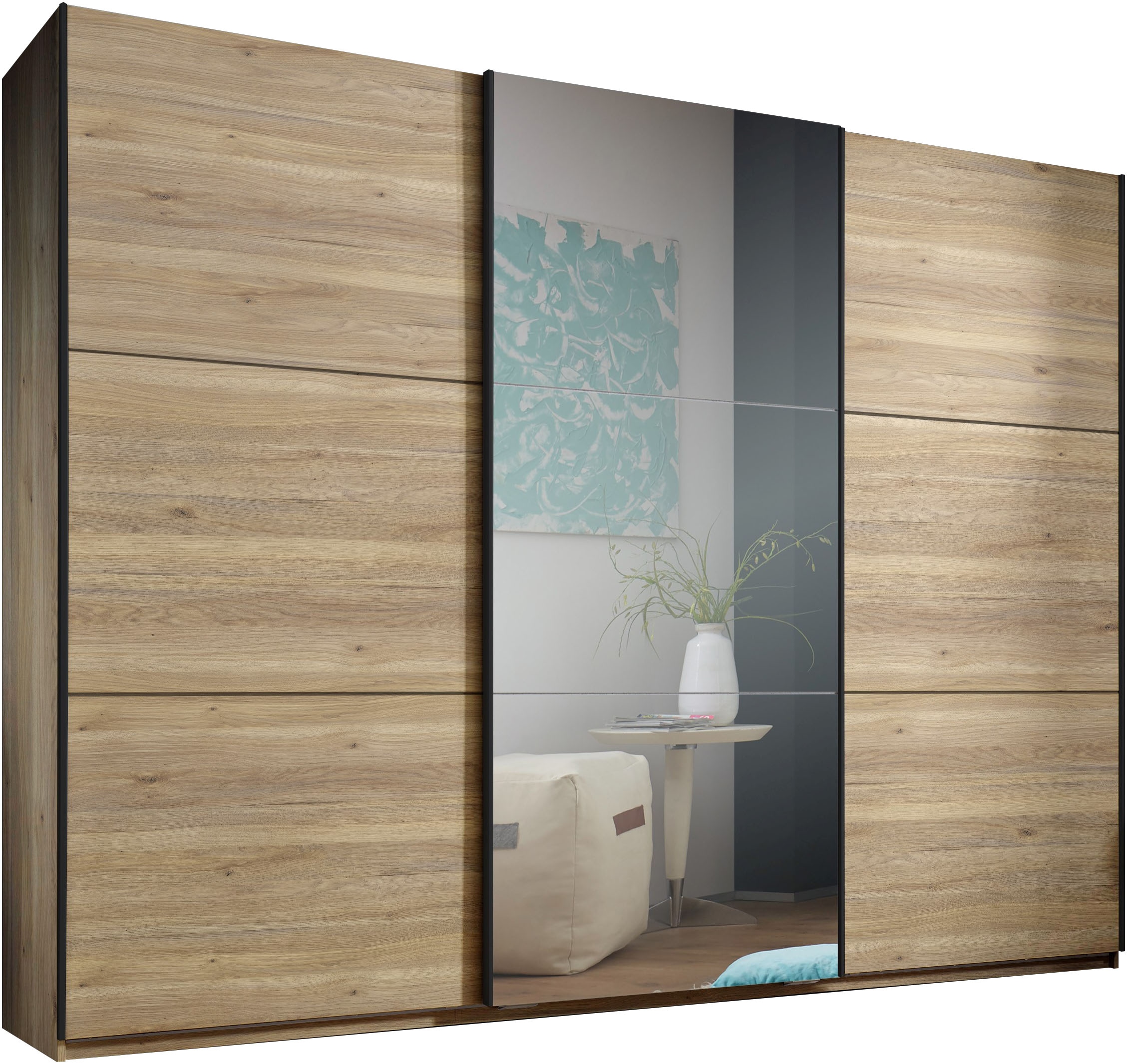 Schwebetürenschrank SCHLAFKONTOR, B:270cm H:210cm T:60cmmauvella oak, Holzwerkstoff, Schränke, "Bravo Kleiderschrank, Schiebetürenschrank", mit