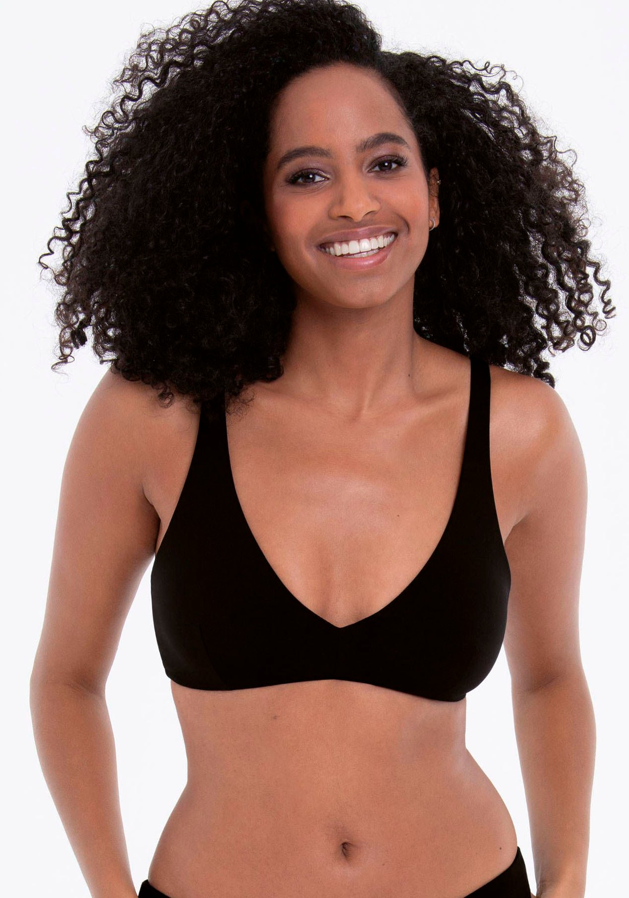 Triangel-Bikini-Top ROSA FAIA "Pure", Damen, Gr. 42, Cup C/D, schwarz (schwarz c, d), Obermaterial: 75% Polyamid, 25% Elasthan, unifarben, Bikini-Oberteile, verstellbare Träger, ohne Bügel, Brustfutter, basic, Mix & Match