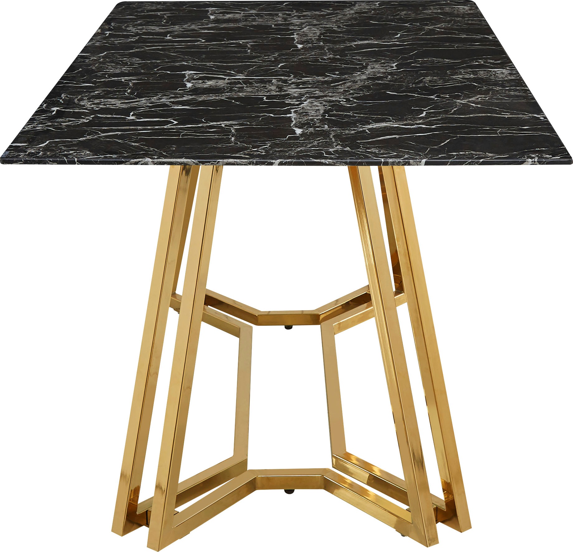 Esstisch SALESFEVER "Design Tisch für gemütliche Abende", gold (schwarz, gold, gold, schwarz), B:160cm H:76cm T:90cm, Tische, Rechteckiger Esstisch Esstisch, Eleganz trifft Design in Marmoroptik 3