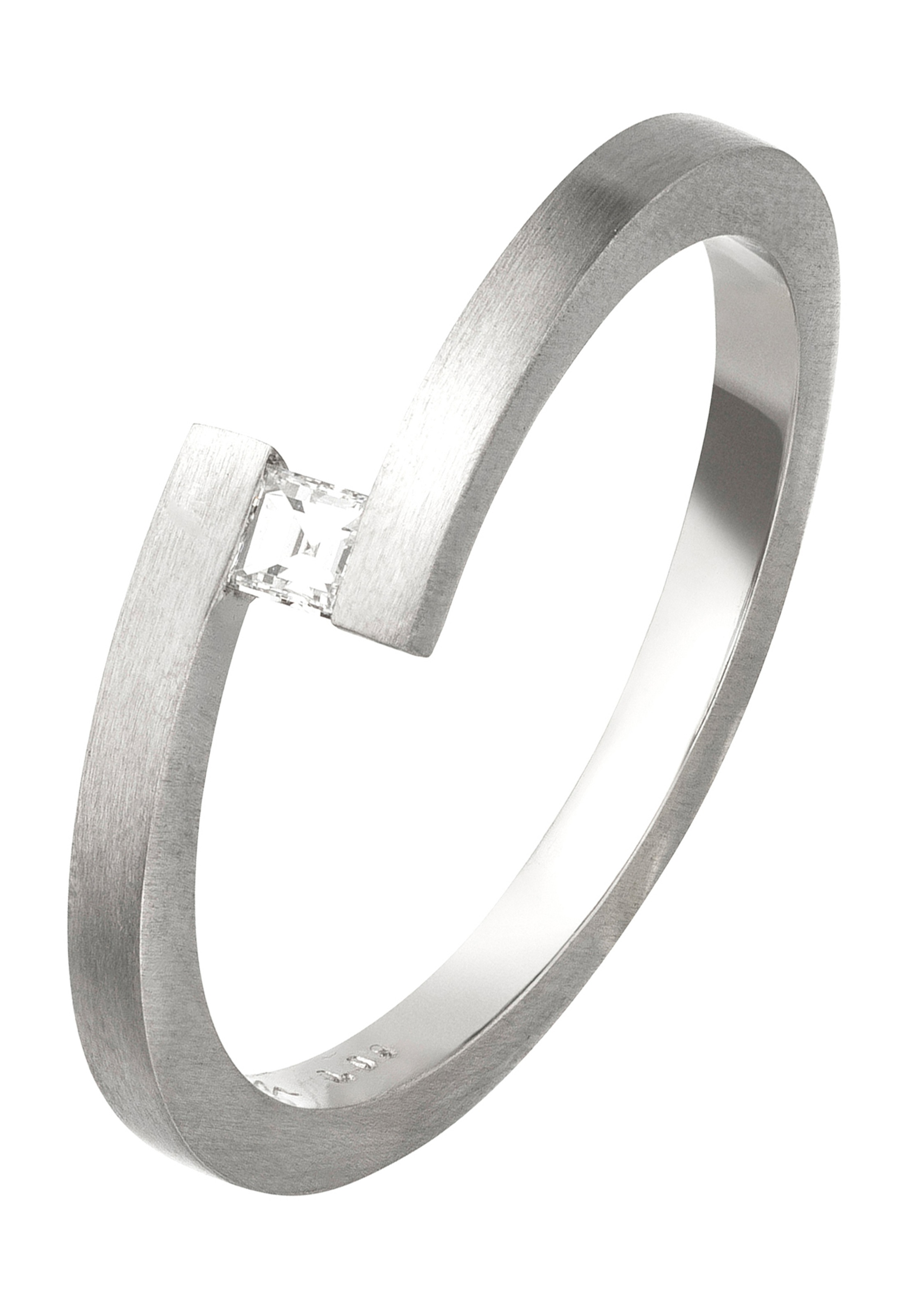 Fingerring, 950 Platin mit Diamant im Caree-Schliff