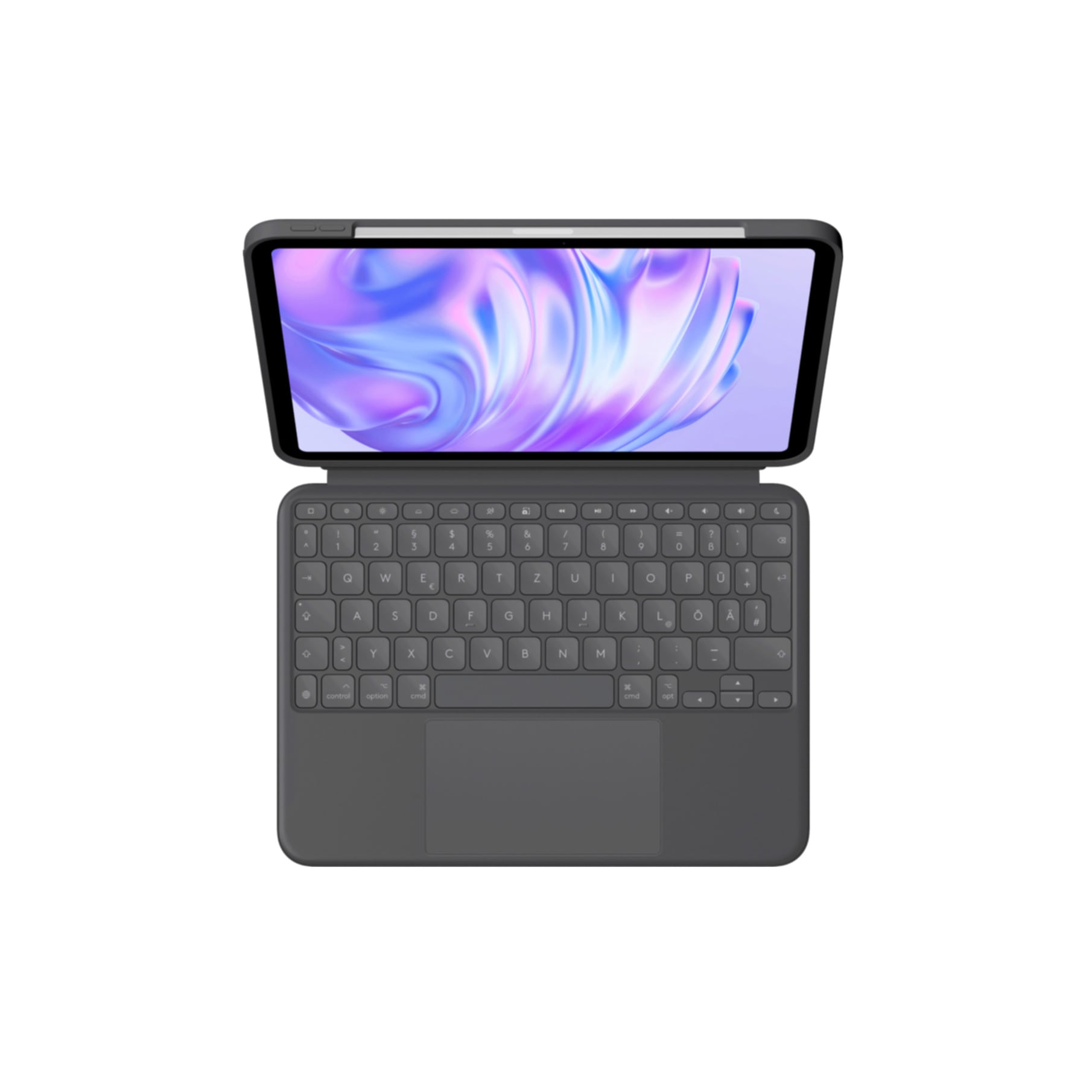 Logitech Tablet-Tastatur »Combo Touch«, (Angenehmes Tippen-verstellbare Füße-ausklappbare Füße-Touchpad-Schutzhülle-iOS Sondertasten-Multimedia-Tasten-Lautstärkeregler-Handgelenkauflage)