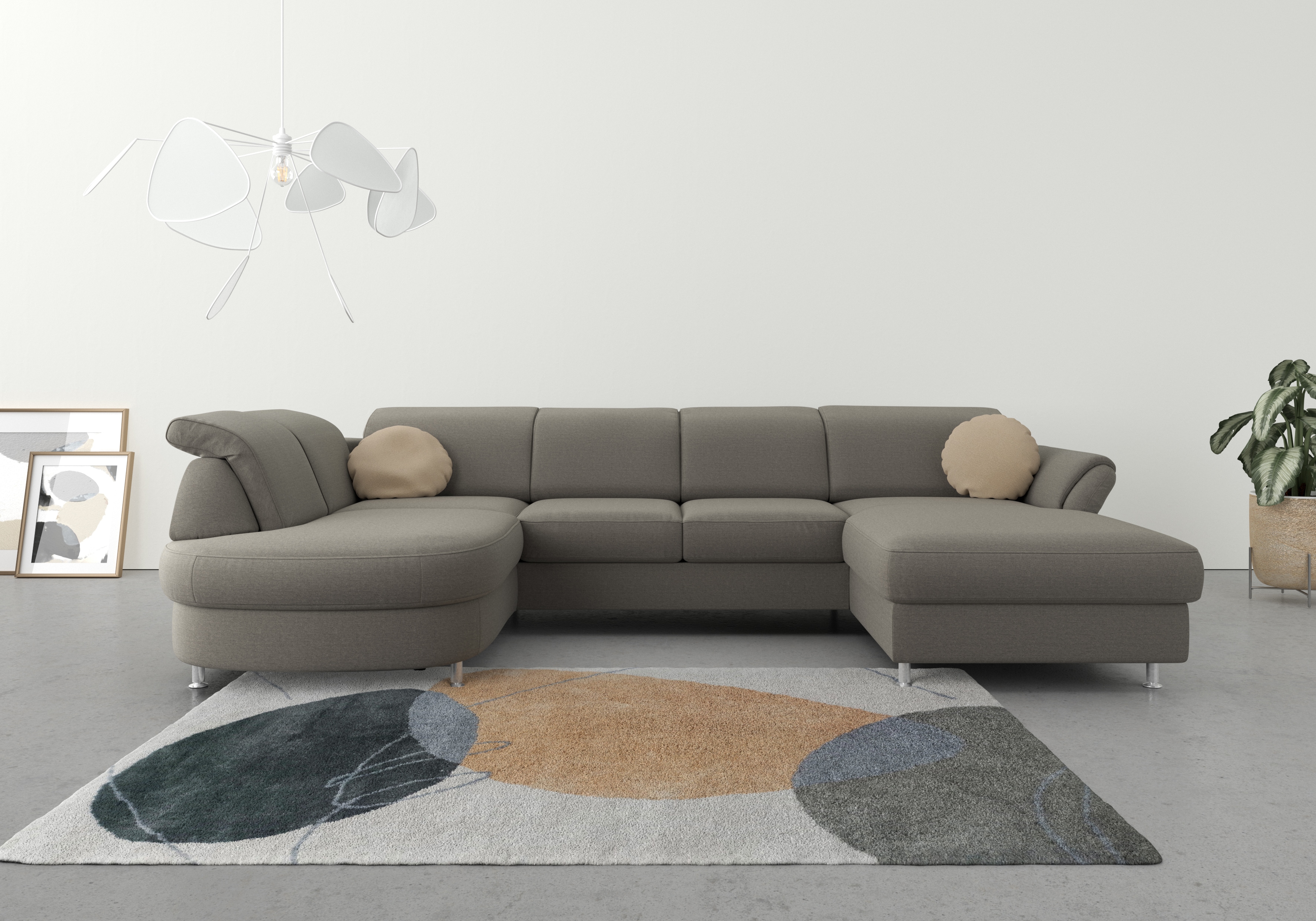 sit&more Wohnlandschaft "Apulia U-Form" wahlweise Schlaffunktion, Bettkasten und Kopf- und Armteilverstellung