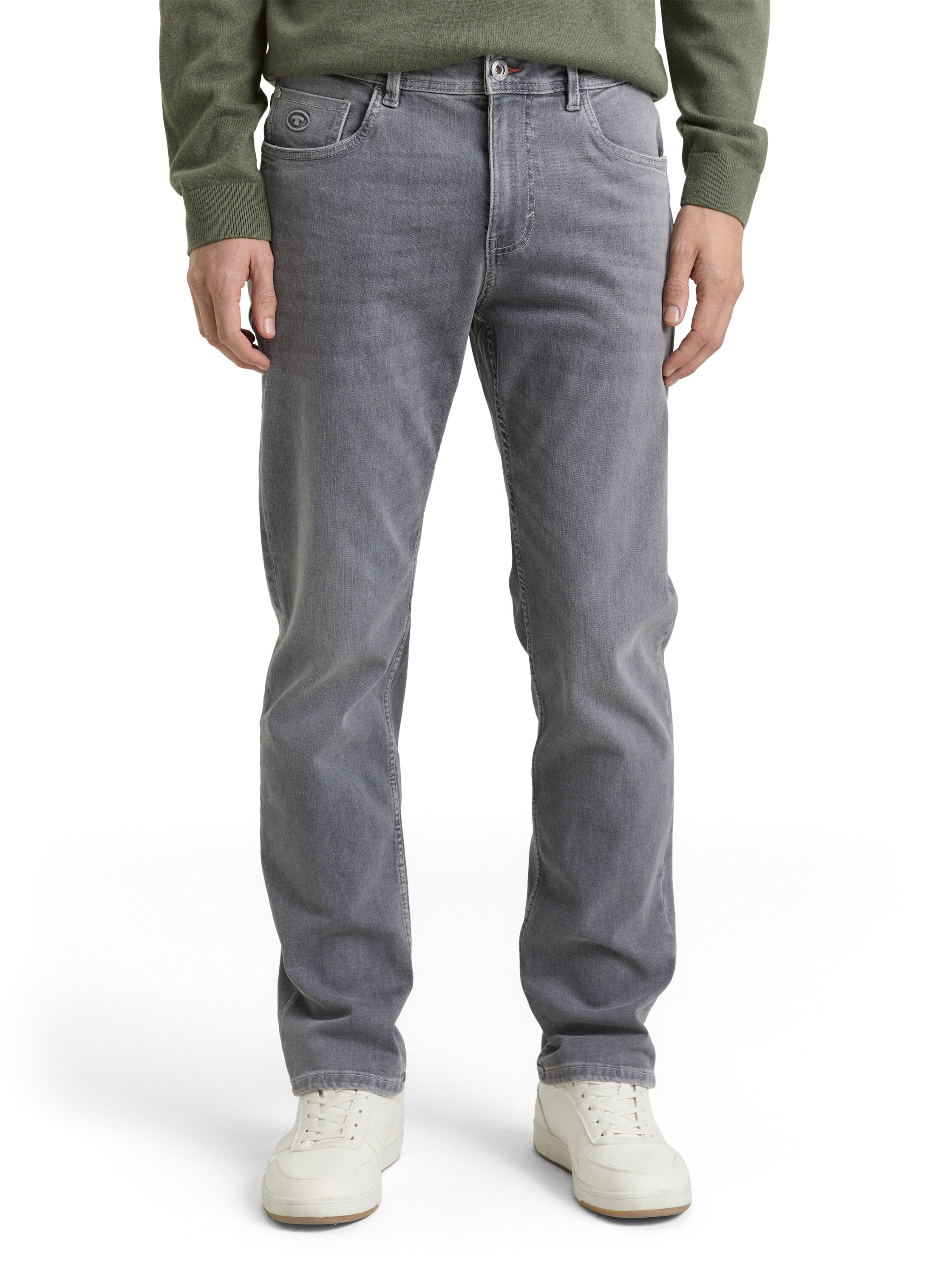 Straight-Jeans TOM TAILOR, Herren, Gr. 38, Länge 36, grau denim, Denim/Jeans, Obermaterial: 92% Baumwolle, 6% Polyester, 2% Elasthan, straight fit knöchellang, Jeans Straight-Jeans, im Five-Pocket Style