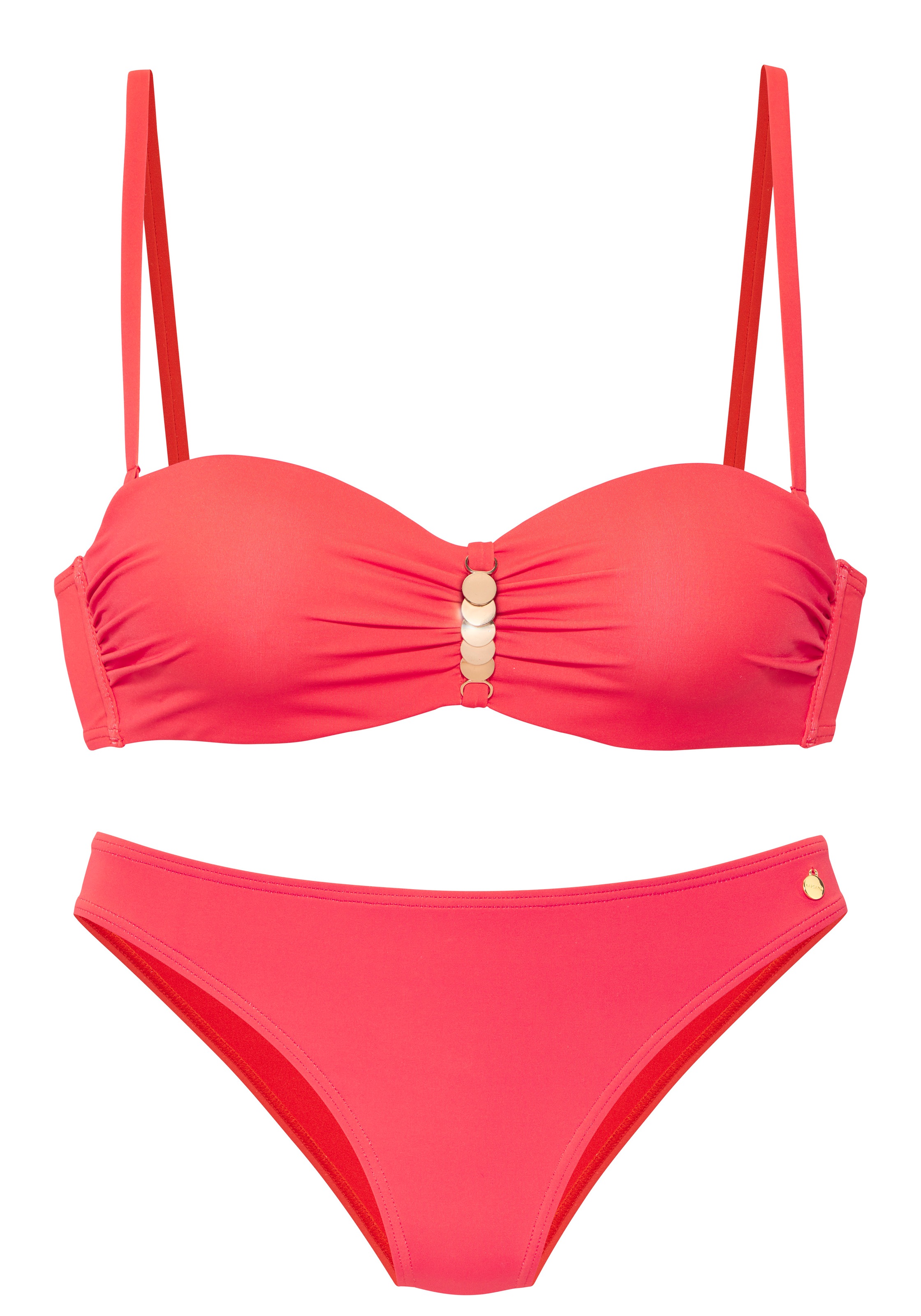 LASCANA Bügel-Bandeau-Bikini mit goldfarbenem Accessoire