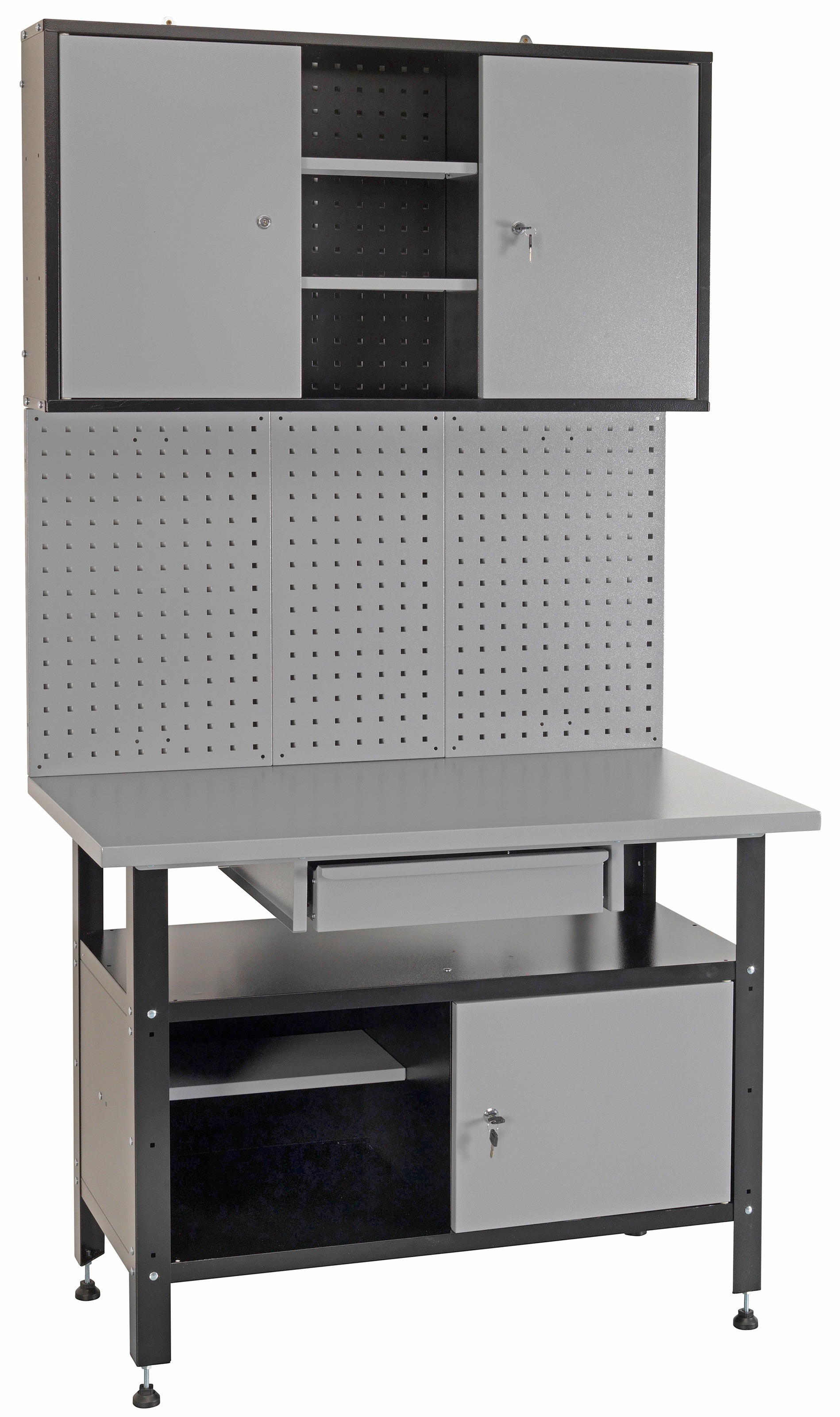 Metallwerkbank Michigan, inkl. Schlüssel und Lochwand, Selbstmontage