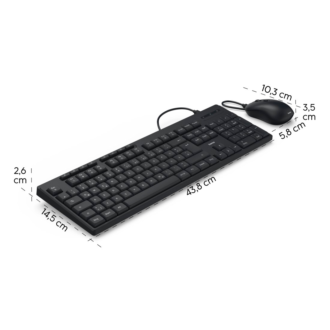 Hama Tastatur- und Maus-Set »USB-Tastatur-Maus-Set "CKM-200"«, (kabelgebunden, DE)