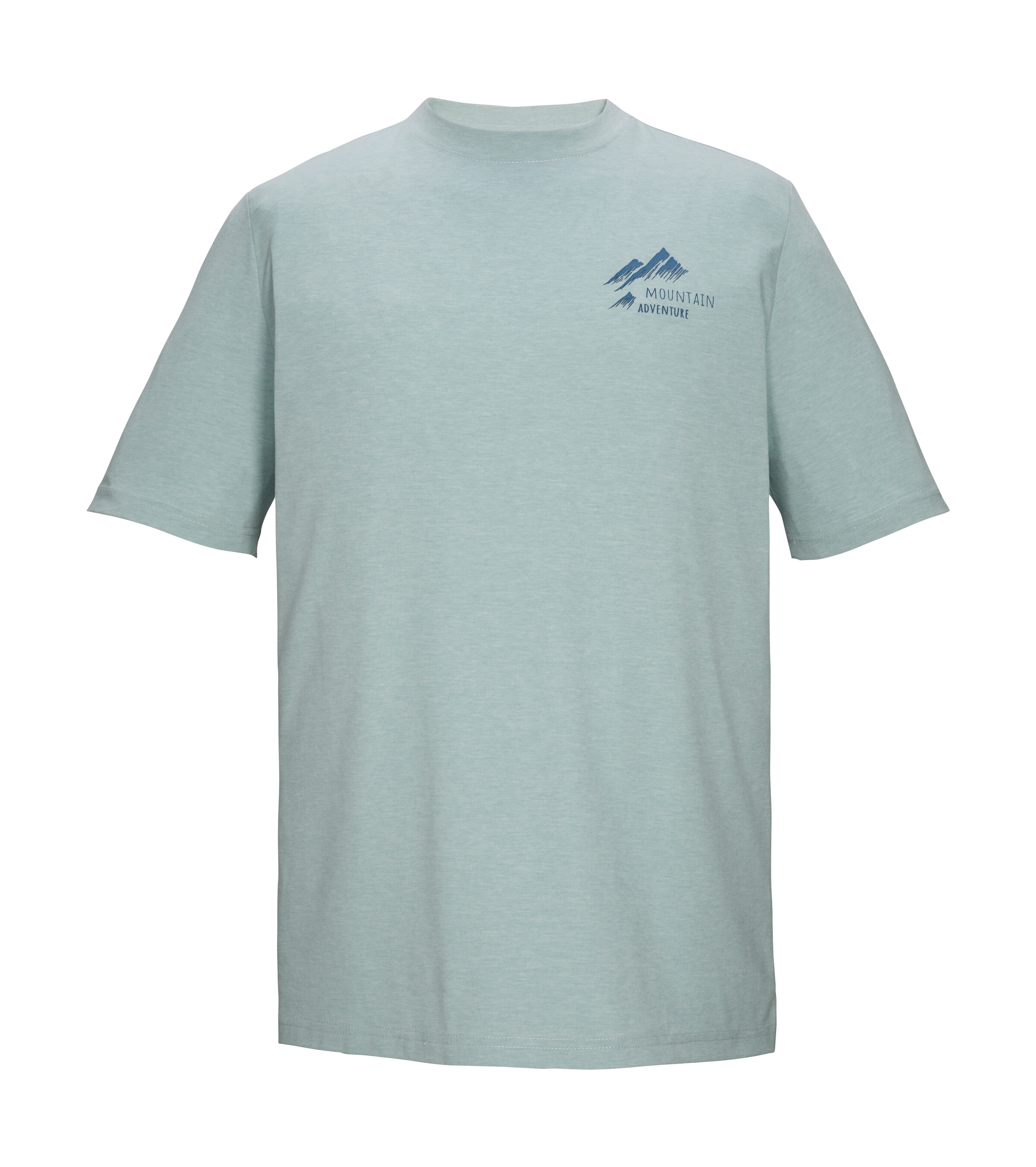 T-Shirt KILLTEC "KOS 51 MN TSHRT", Damen, Gr. XXL, ocean, Obermaterial: 65% Polyester, 30% Baumwolle, 5% Elasthan, Rundhals, Shirts T-Shirt, Melange-Optik, grafischer Berg-Print, Comfort-Stretch Material