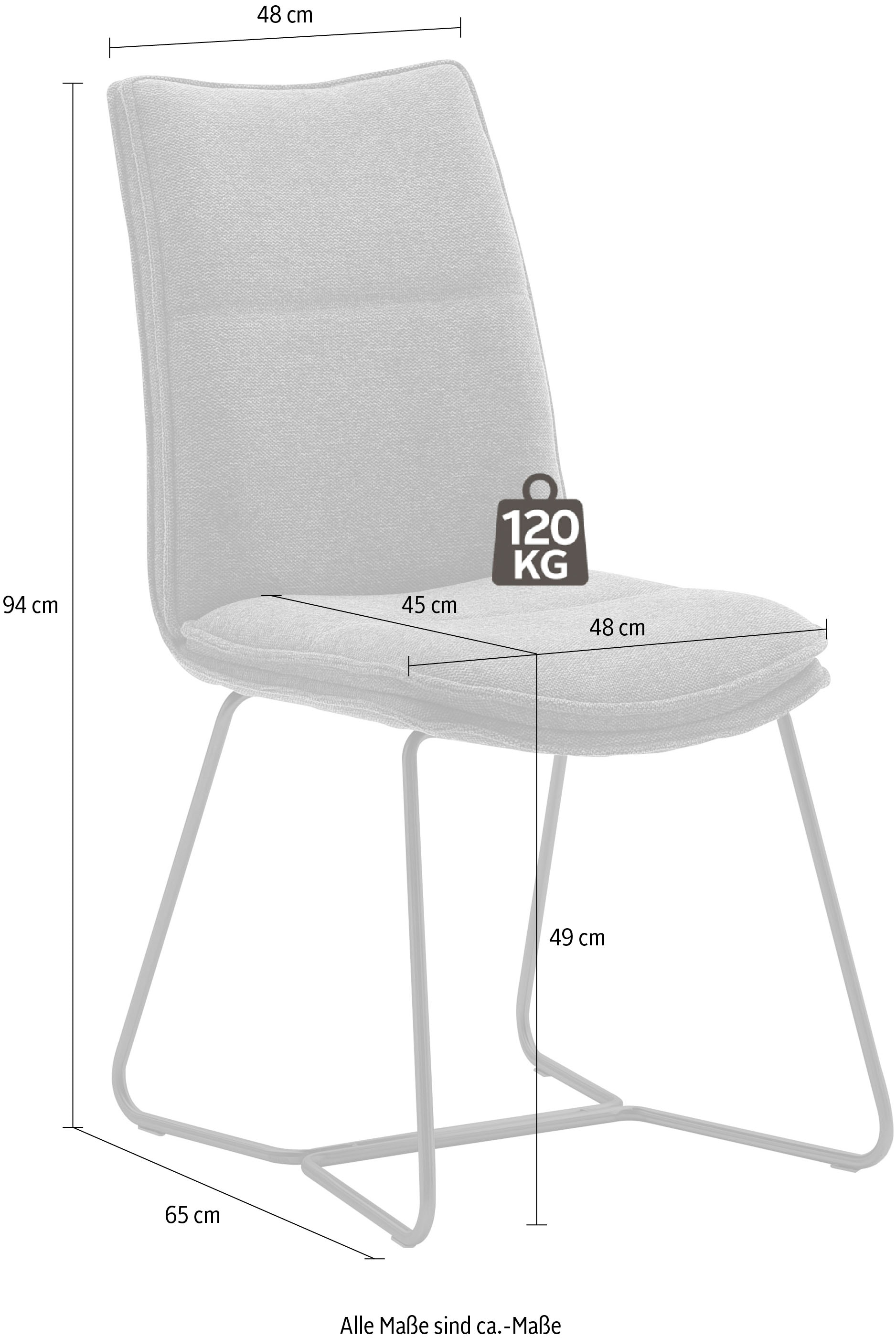MCA furniture Stuhl »Hampton«, (Set), 2 St., Chenilleoptik, 2er Set, mit Griff, Belastbarkeit 120 Kg, Sitzhöhe ca. 49 cm