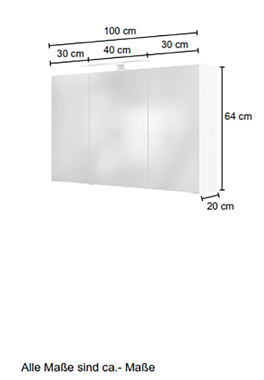 HELD MÖBEL Spiegelschrank »Matera«, Breite 100 cm, mit 6 verstellbaren Glasböden