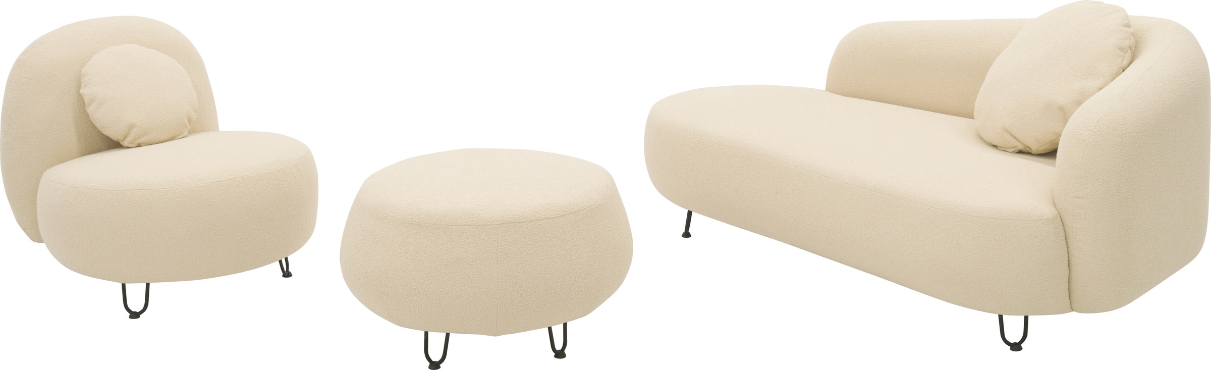 Thumbnail - DOMO collection Polstergarnitur "Poika Bezug Fellimitat" 3 Stk. tlg. Formschönes Outdoor-Highlight, ideal für Balkon, Te...