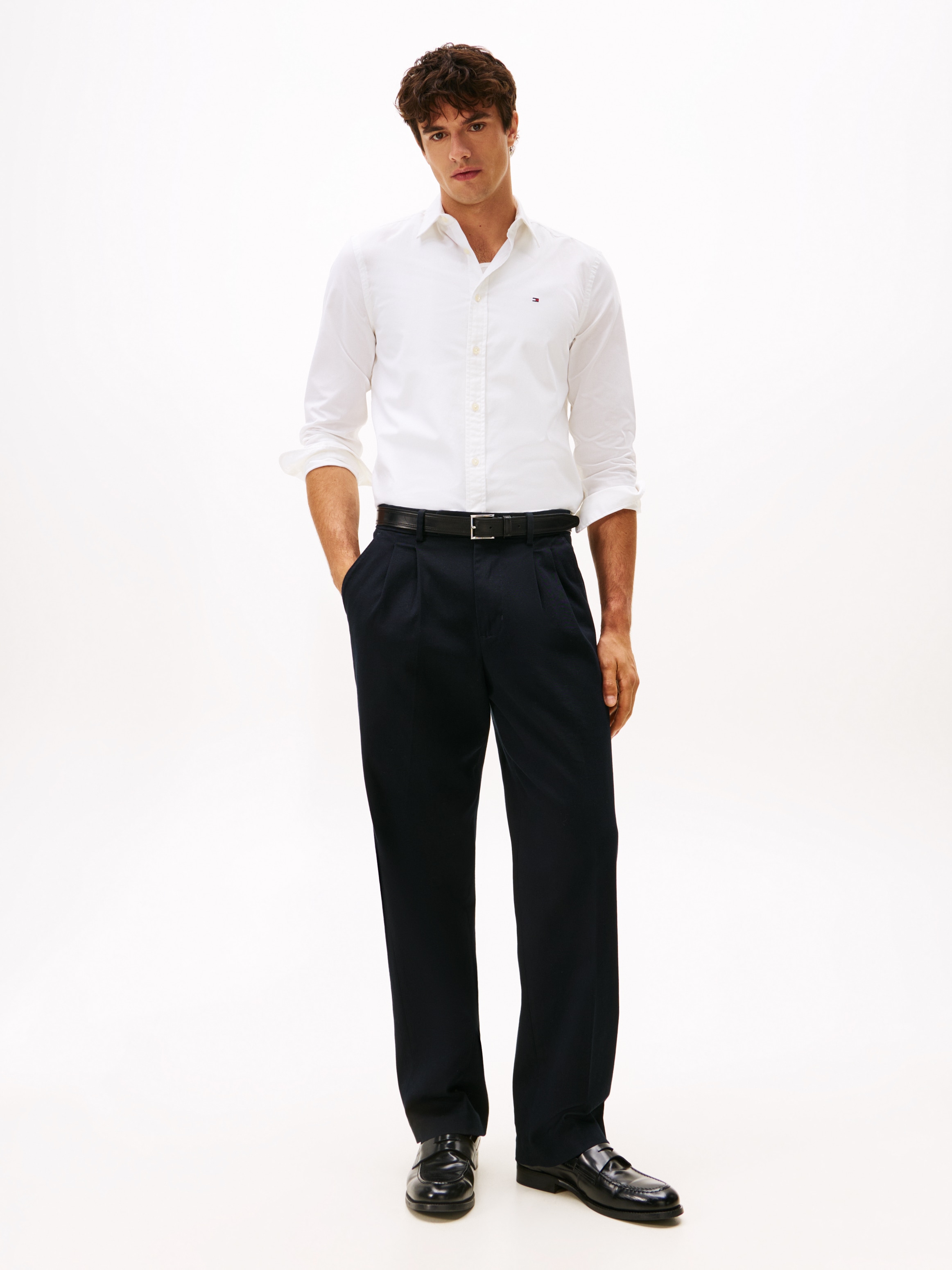 Tommy Hilfiger Langarmhemd »FLEX POPLIN SHIRT«, Slim Fit, Kentkragen, Baumwollqualität