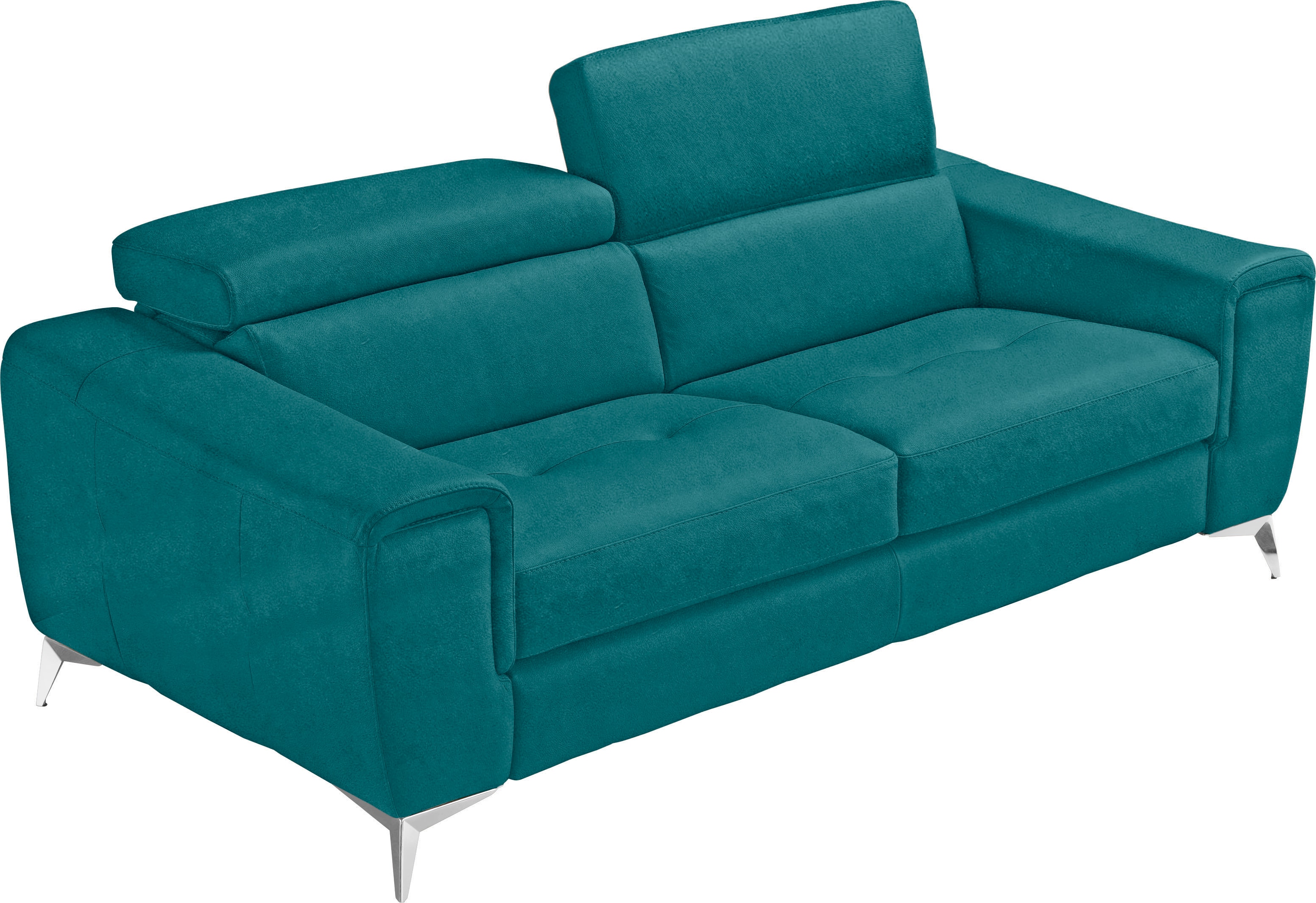 Egoitaliano 2,5-Sitzer "Francine, Designsofa, Loungesofa, Breite 213 cm, Fußfarbe chrom" Designfuß, Luxus-Microfaser BLUSH, teal