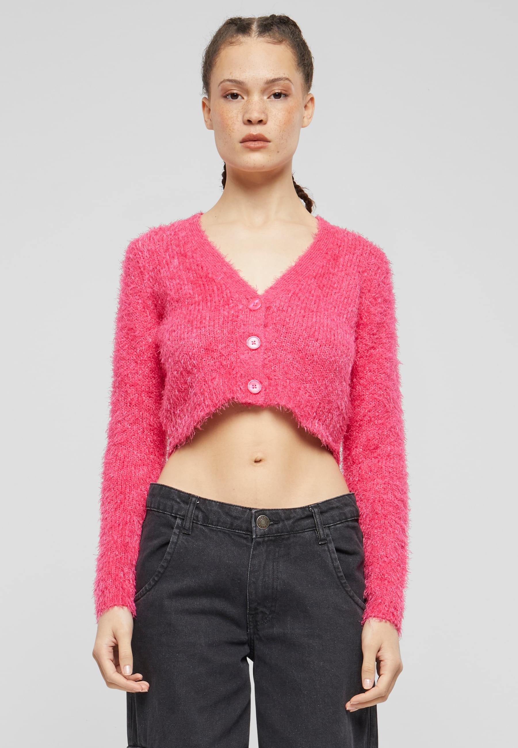 URBAN CLASSICS Strickjacke »Urban Classics Damen Ladies Cropped Feather Cardigan«