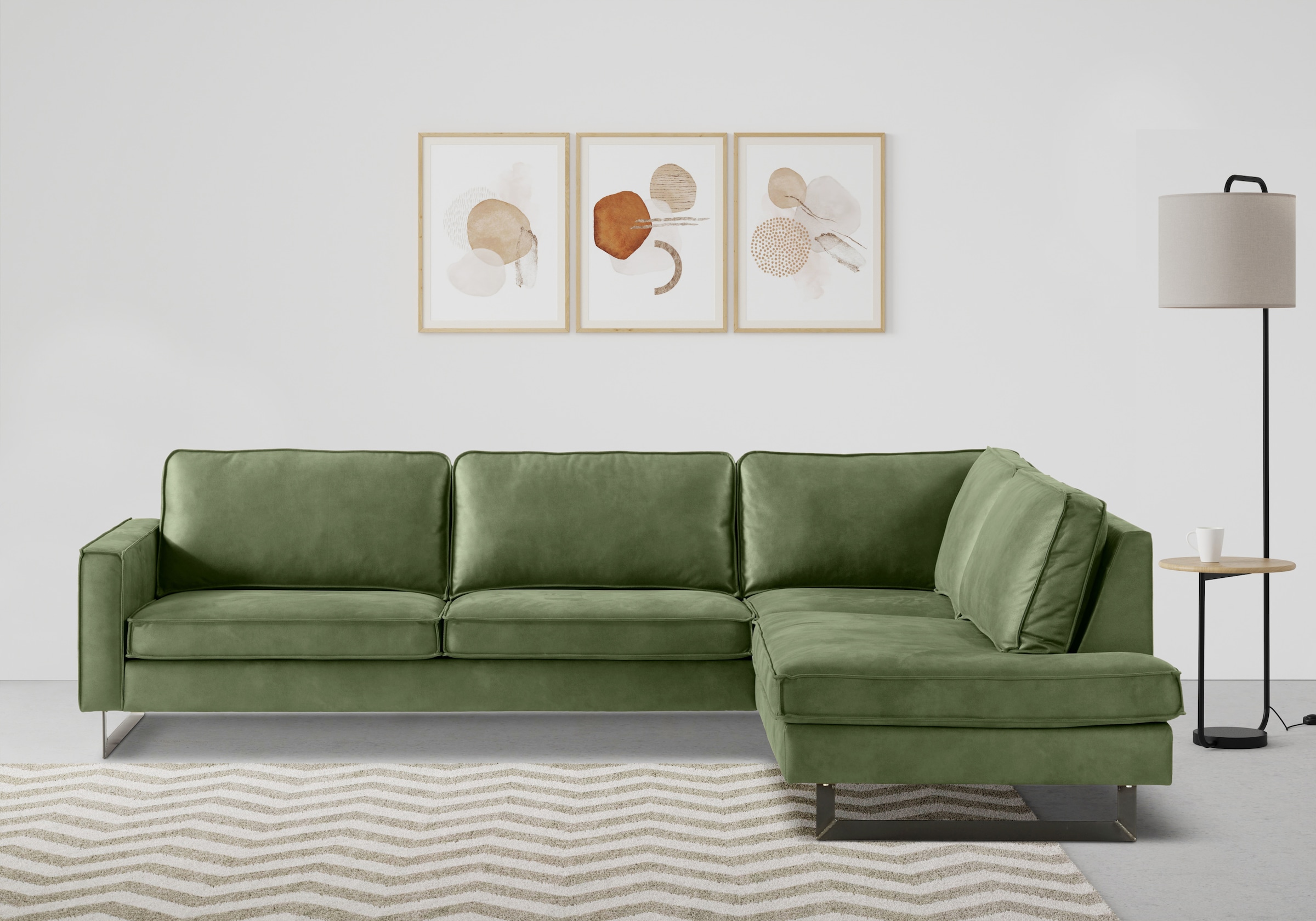 Places of Style Ecksofa "Pinto, 290 cm, Cord, Chenille, Lederoptik, Ottoman günstig online kaufen
