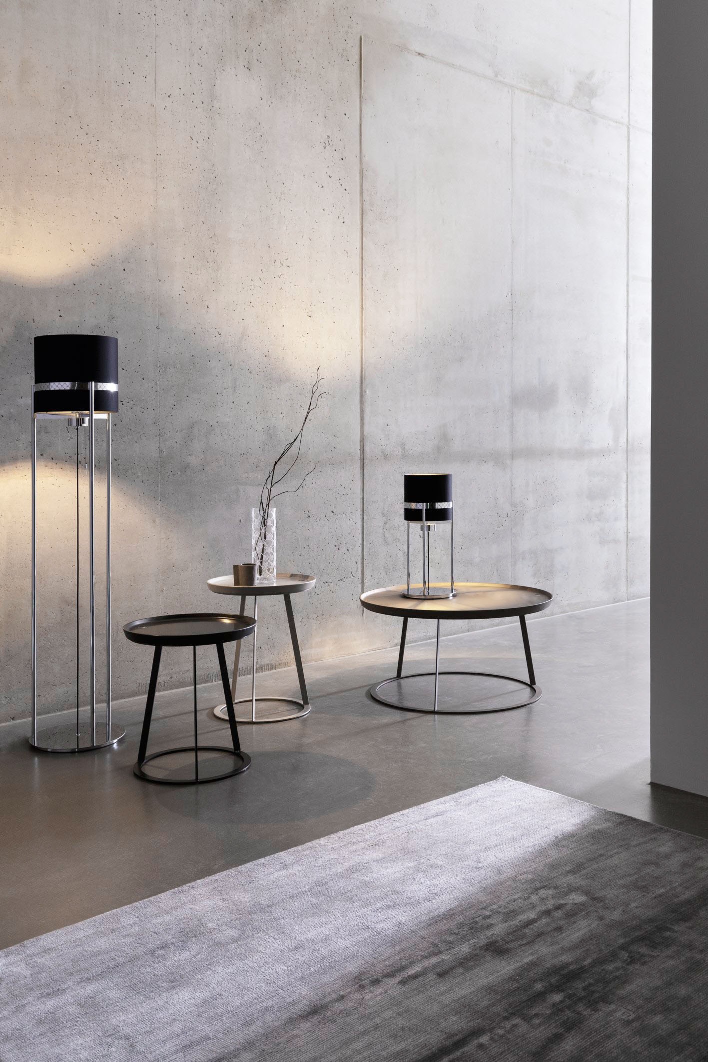 JOOP! Stehlampe »ROUND LIGHTS«, Leuchtmittel E27 | ohne Leuchtmittel, mit Textil-Leuchtenschirmen und eingelassenen Metall-Dekorbändern