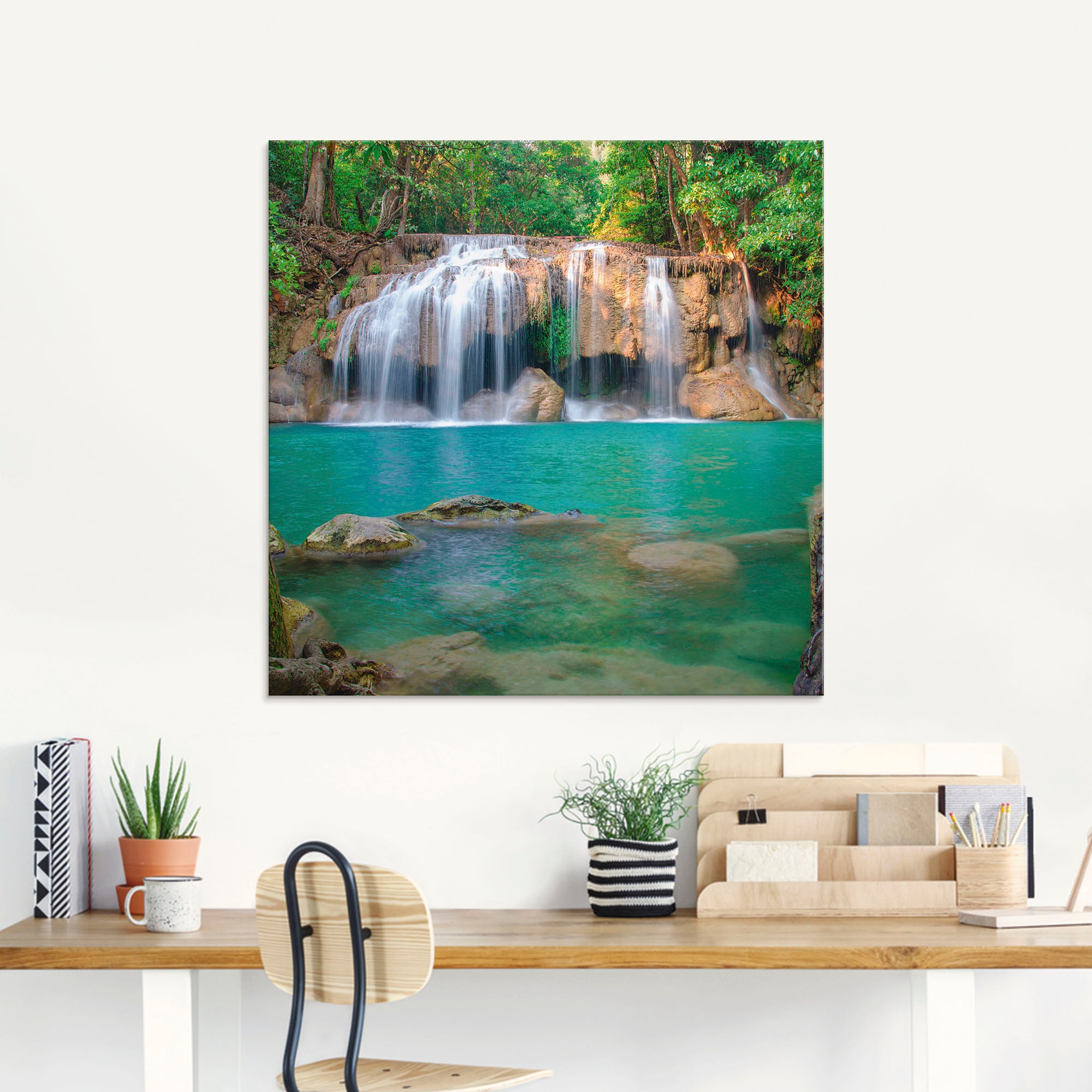 Artland Glasbild "Wasserfall im Wald National Park" Gewässer 1 Stk. tlg. in günstig online kaufen