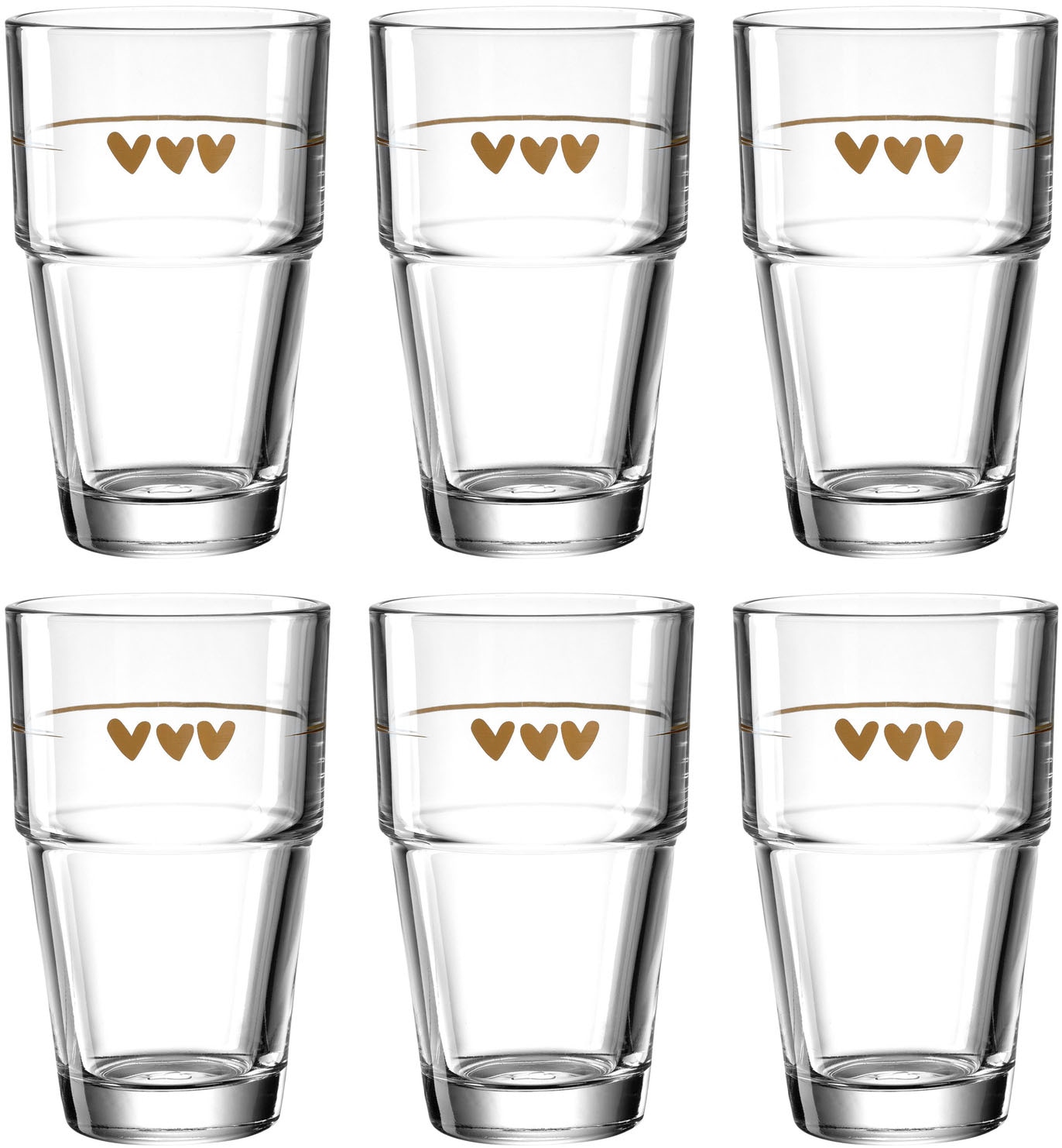 LEONARDO Latte-Macchiato-Glas "Gläser-Set SOLO, mit Herzmotiv" 410 ml, 6-te günstig online kaufen