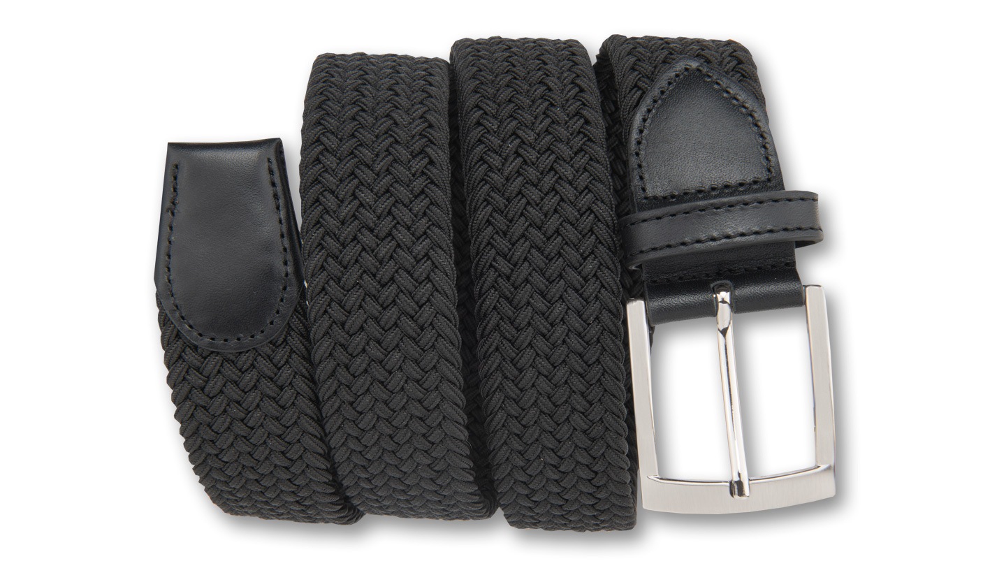 Flechtgürtel BERND GÖTZ "Flechtgürtel aus elastischem Stoffband", Herren, Gr. 110, schwarz, Kunstfaser, Gürtel