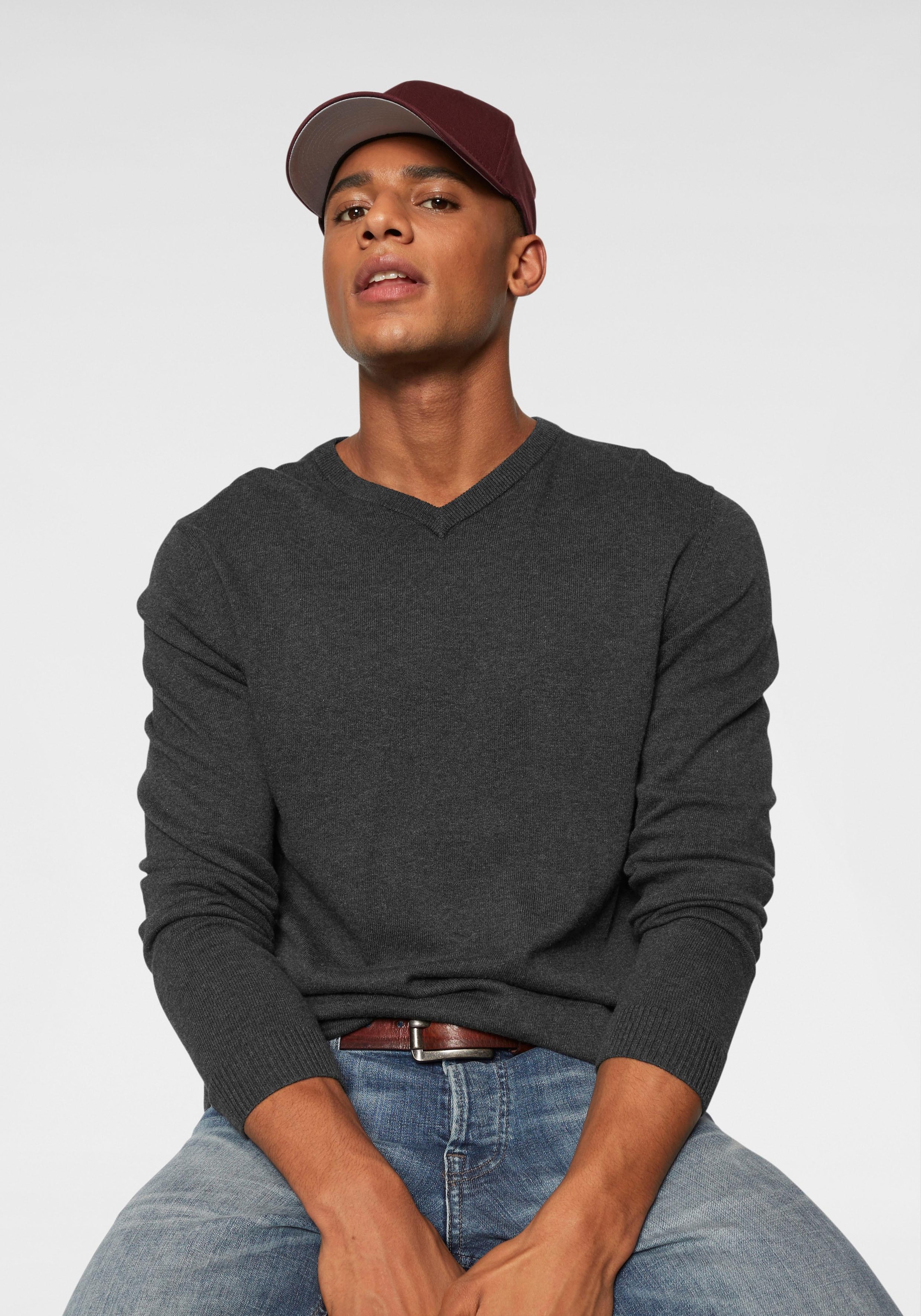 V-Ausschnitt-Pullover »JJEBASIC KNIT V-NECK«