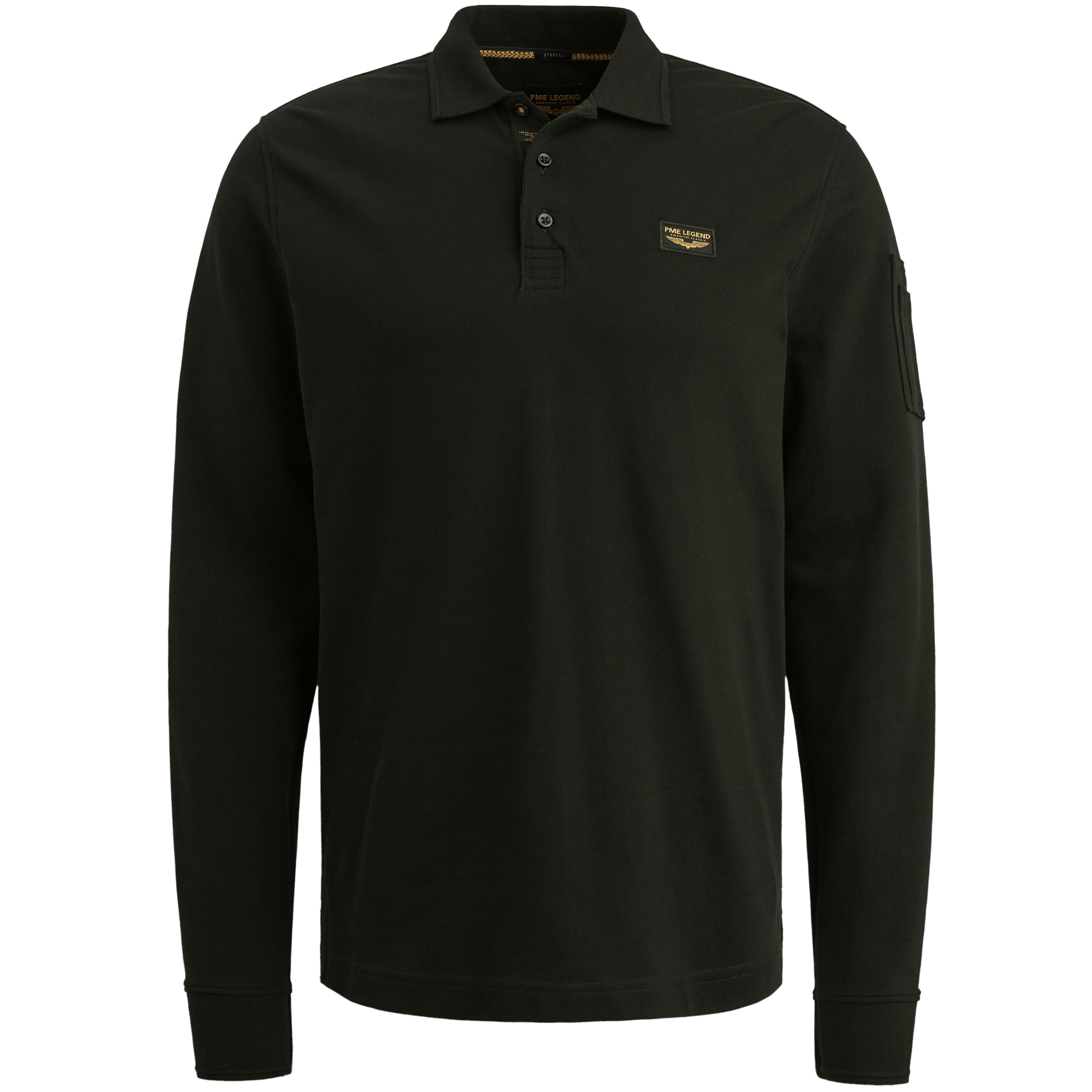 PME LEGEND Langarm-Poloshirt mit Logo-Aufnäher