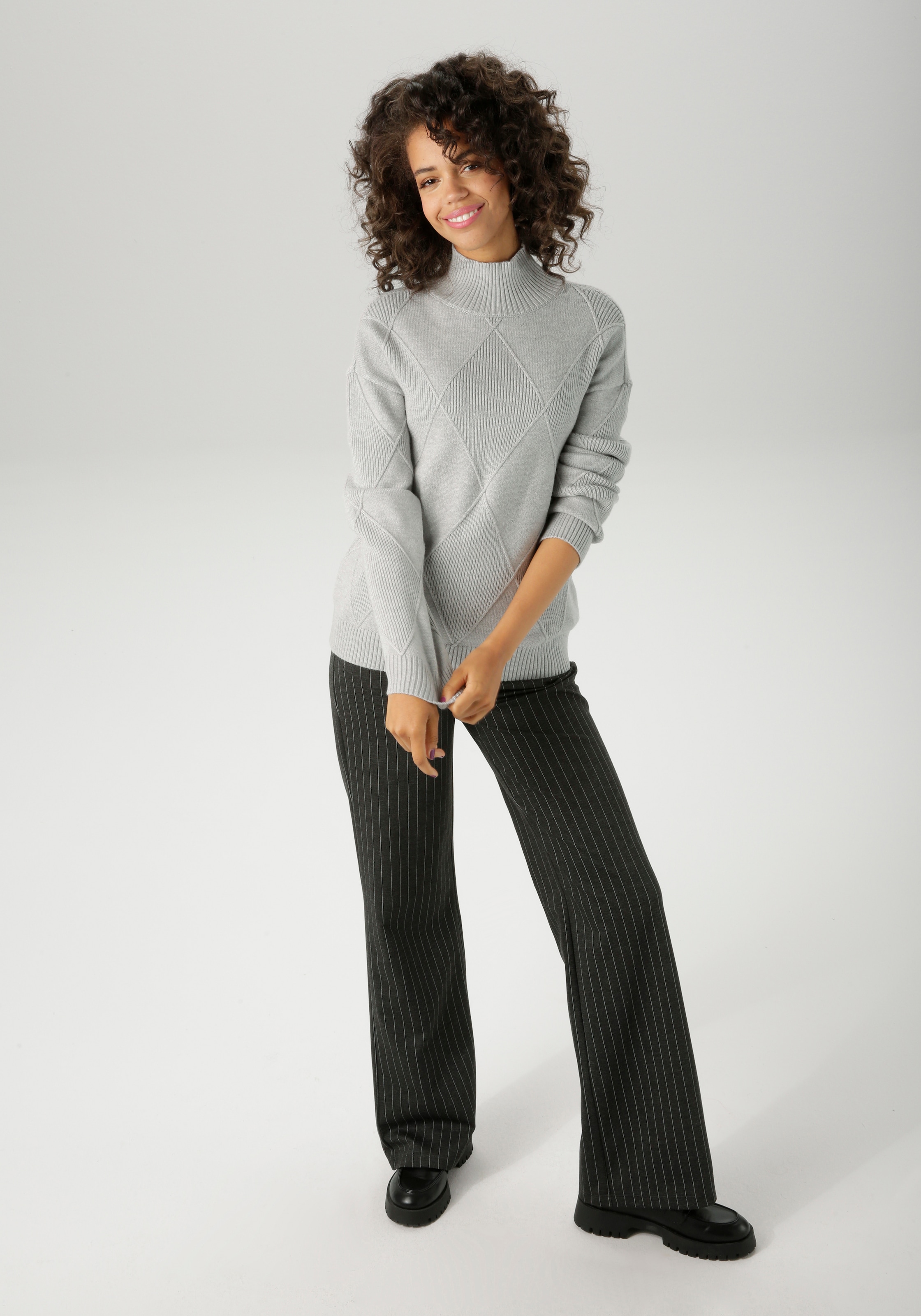 Aniston CASUAL Strickpullover, im trendigen Rauten-Muster - NEUE KOLLEKTION