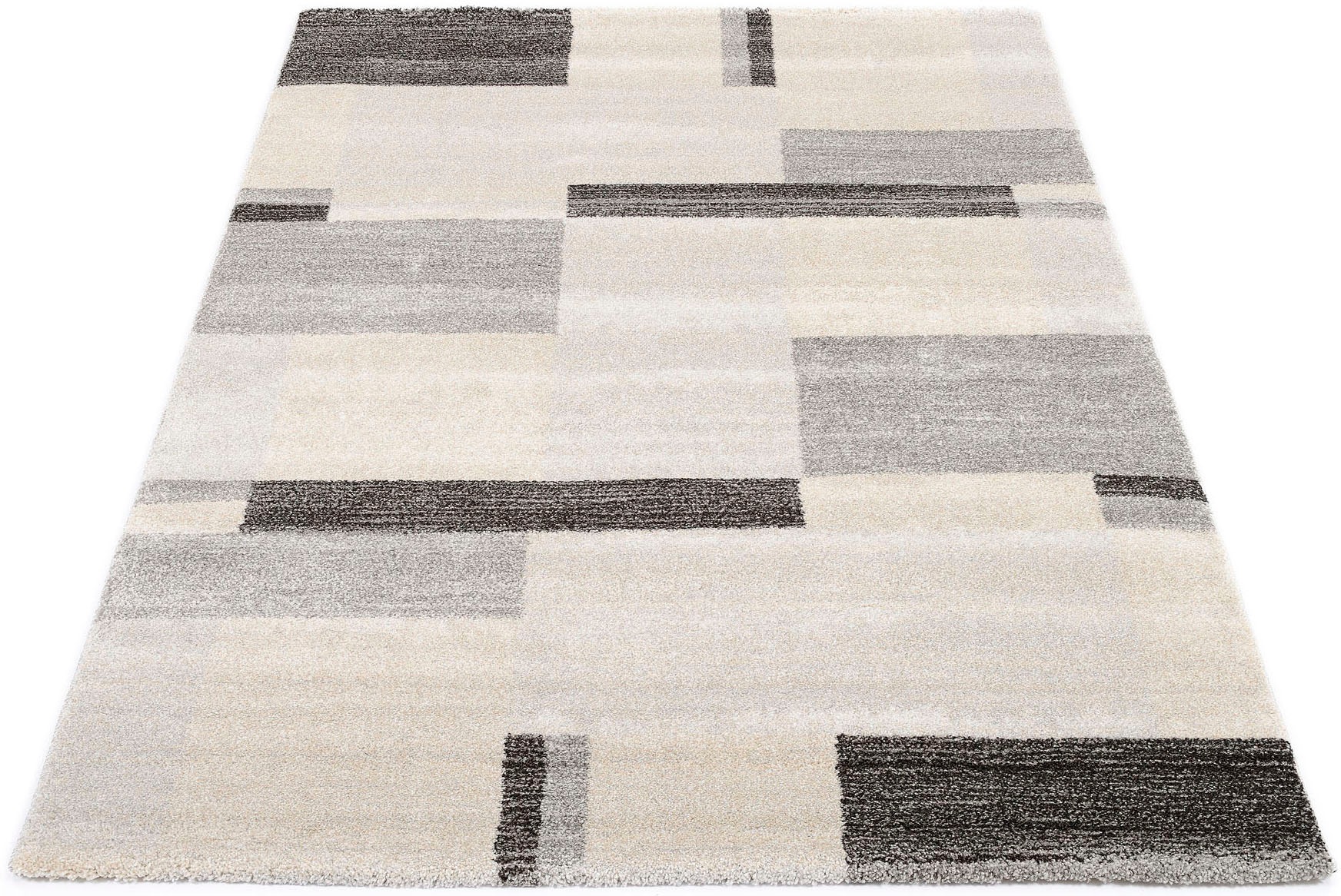 Teppich OCI DIE TEPPICHMARKE "CASTLE BEPPO, auch als Läufer", grau, B:65cm H:20mm L:130cm, Polypropylen (PP), Teppiche, Teppich, dichter Frisé Kurzflor, kariert, Wohnzimmer, Schlafzimmer