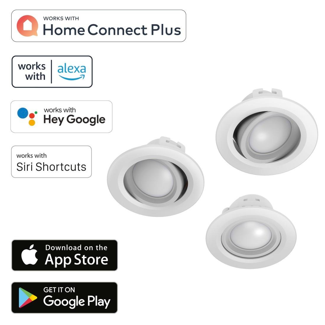 Hama Smarte LED-Leuchte »WLAN LED Einbauspot, 5W, Sprachsteuerung, Appsteuerung, verstellbar«
