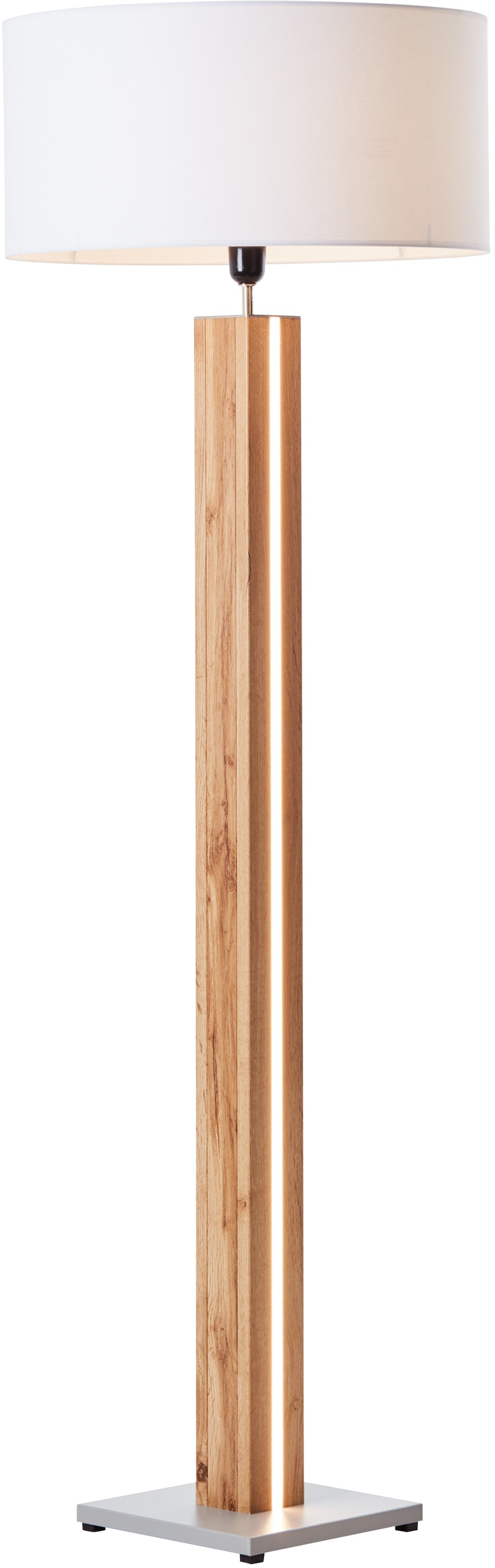 Brilliant Stehlampe »Magnus«, 1 flammig-flammig, 155 cm Höhe, Ø 45 cm,  LED-Dekolicht + E27, Holz/Textil, holz hell/weiß | BAUR