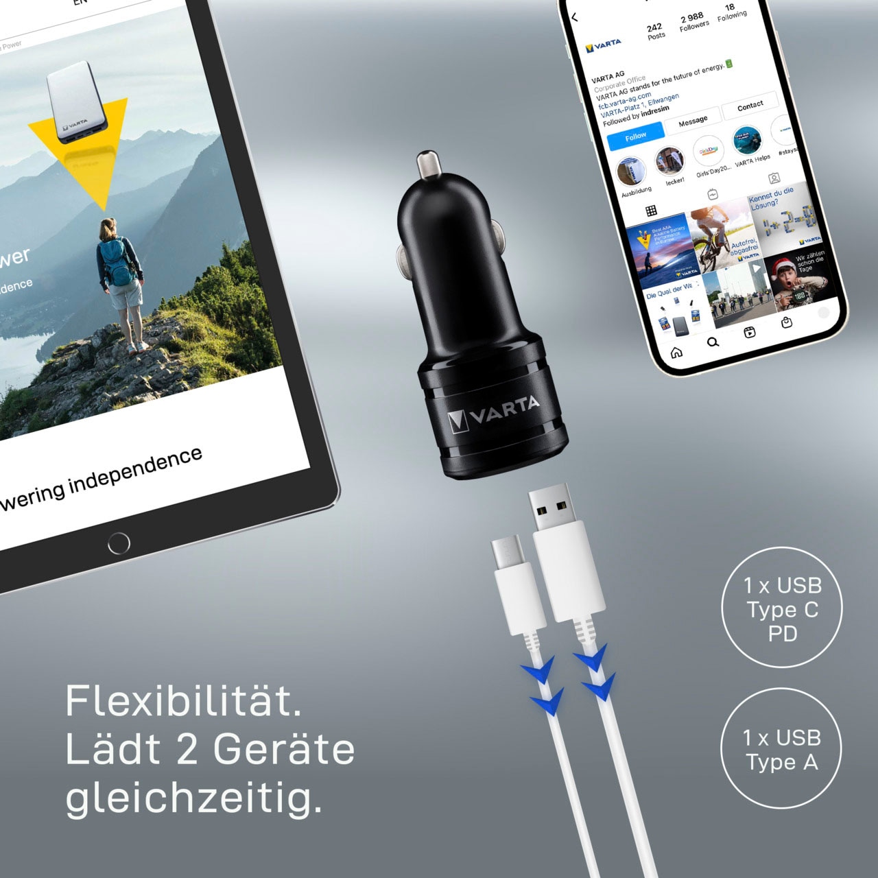 VARTA Batterie-Ladegerät »Car Charger Dual USB Blister«, (1 St.)