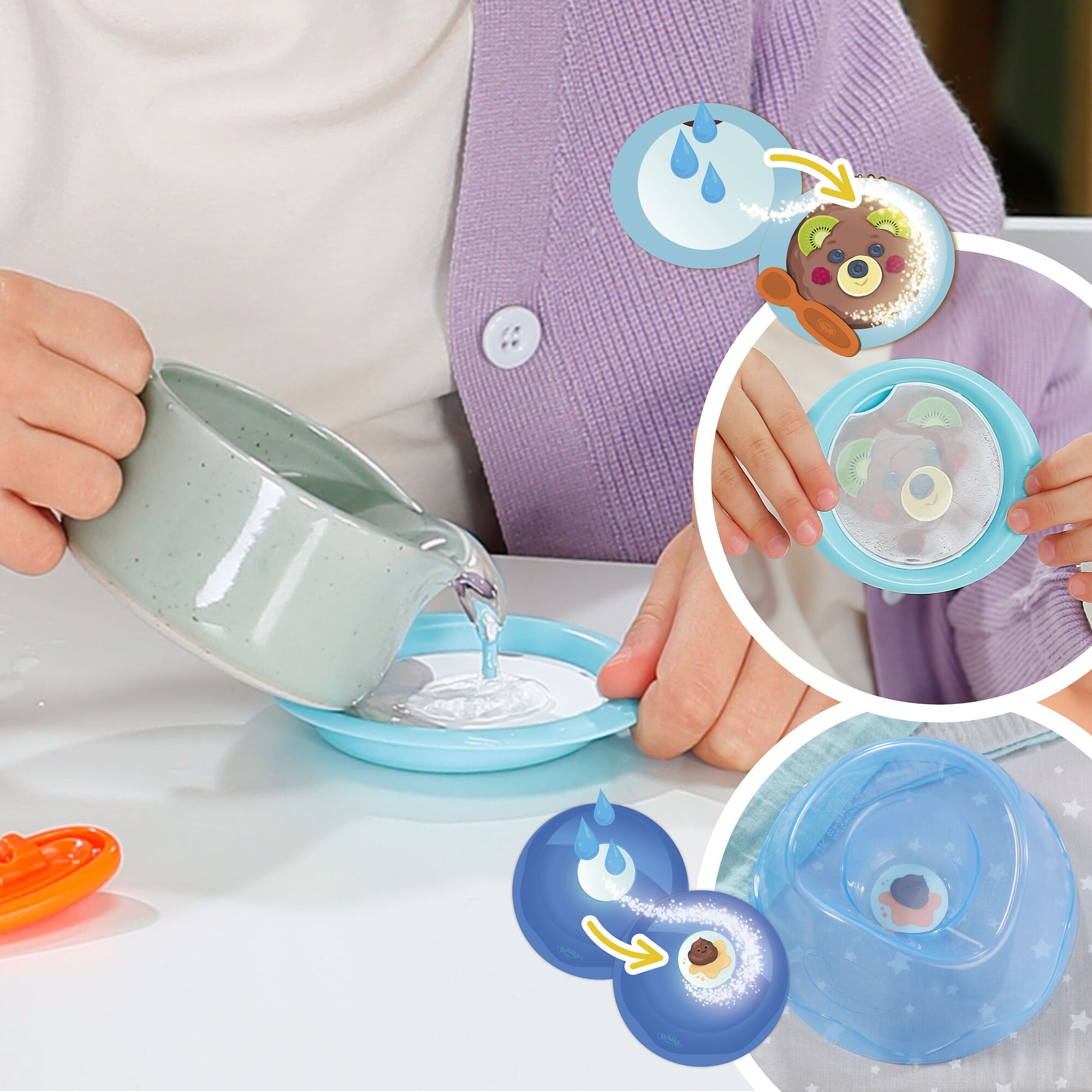 Baby Born Babypuppe »Jonas Click & Play 43cm« mit Click-&-Play: Hält Fläschchen und Löffel selbst - ohne Batterien