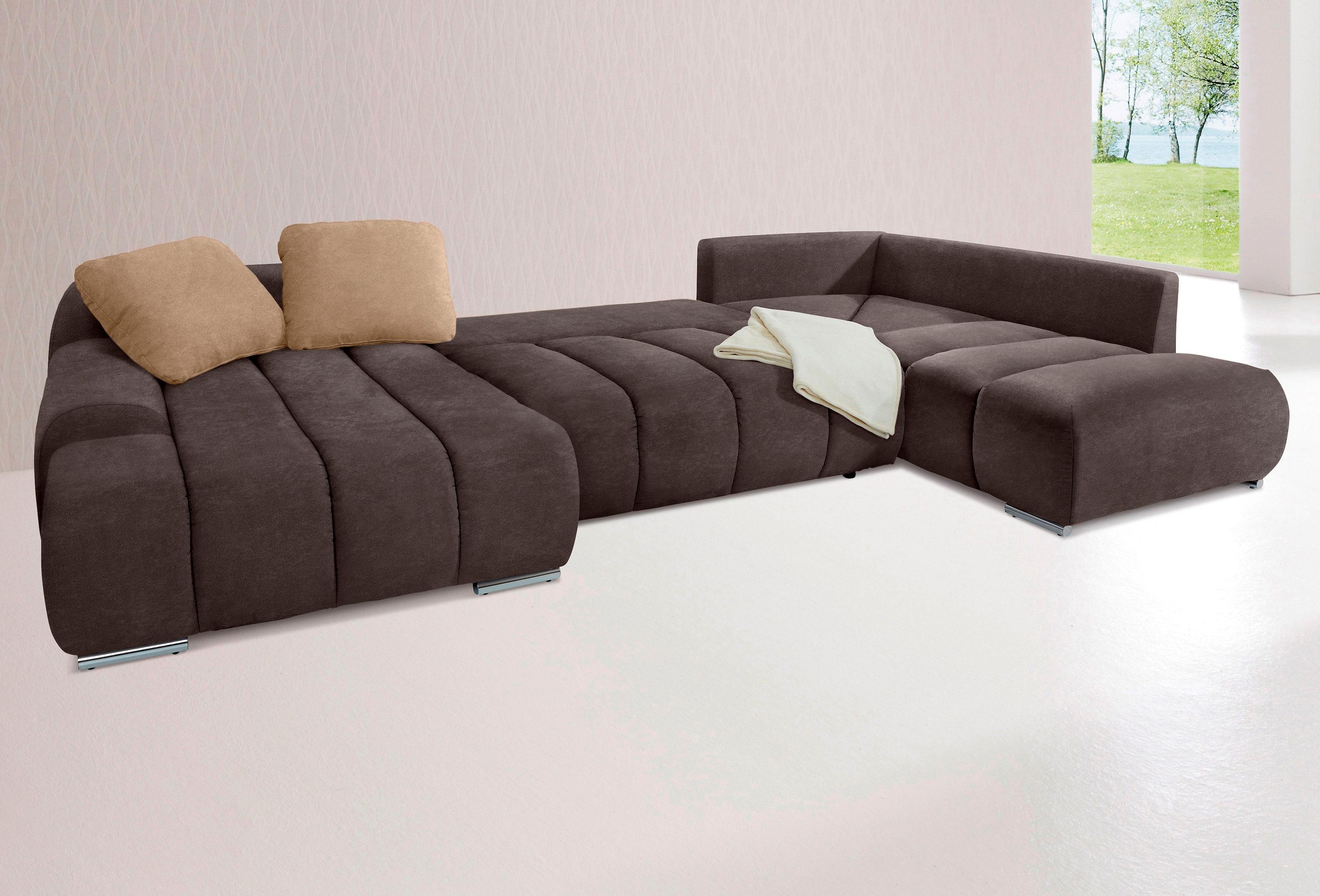 Home affaire Wohnlandschaft "Bono U-Form" wahlweise mit Bettfunktion günstig online kaufen