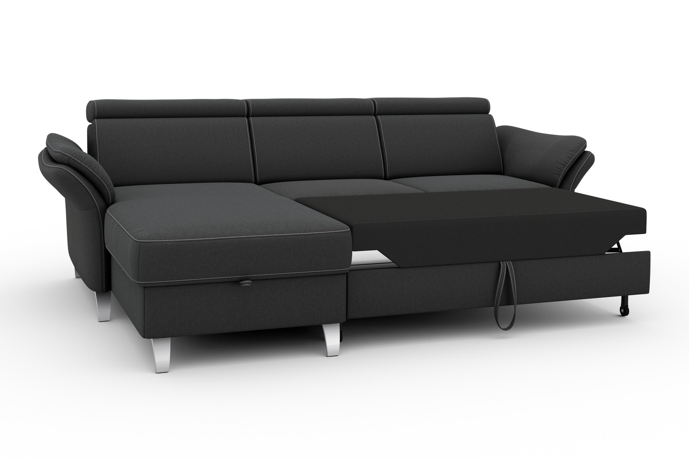 sit&more Ecksofa »Vincenzo L-Form«, inklusive Kopfteilverstellung, wahlweise mit Bettfunktion, Bettkasten