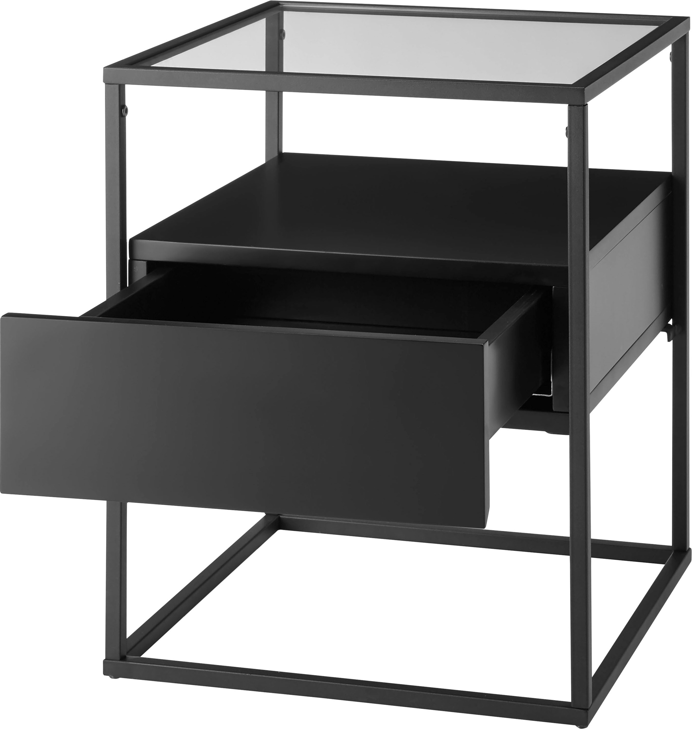 MCA furniture Beistelltisch »Evora«, Glastop mit Schublade push to open