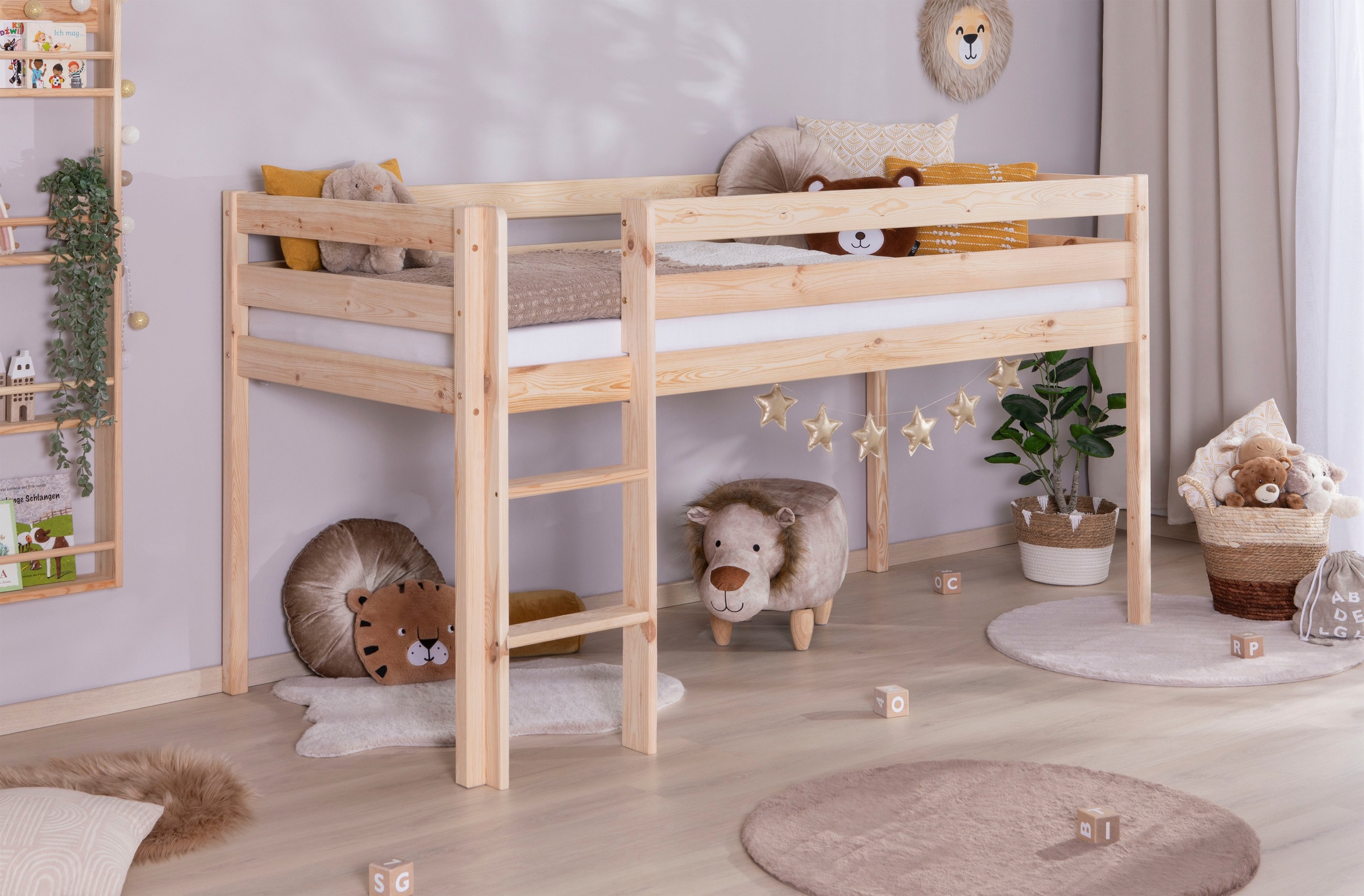 Ticaa Hochbett "Malte, FSC-zertifizierte Kiefer" 90x200cm Liegefläche, Höhe günstig online kaufen