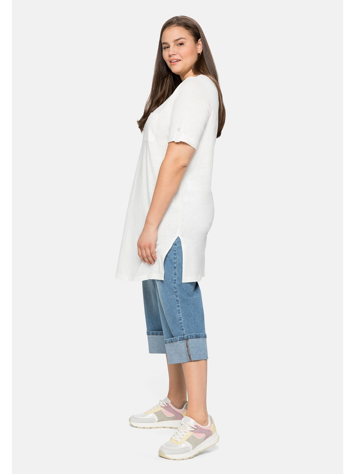 Sheego Longshirt »Große Größen«, im Leinenmix, hohe Seitenschlitze online  kaufen | BAUR