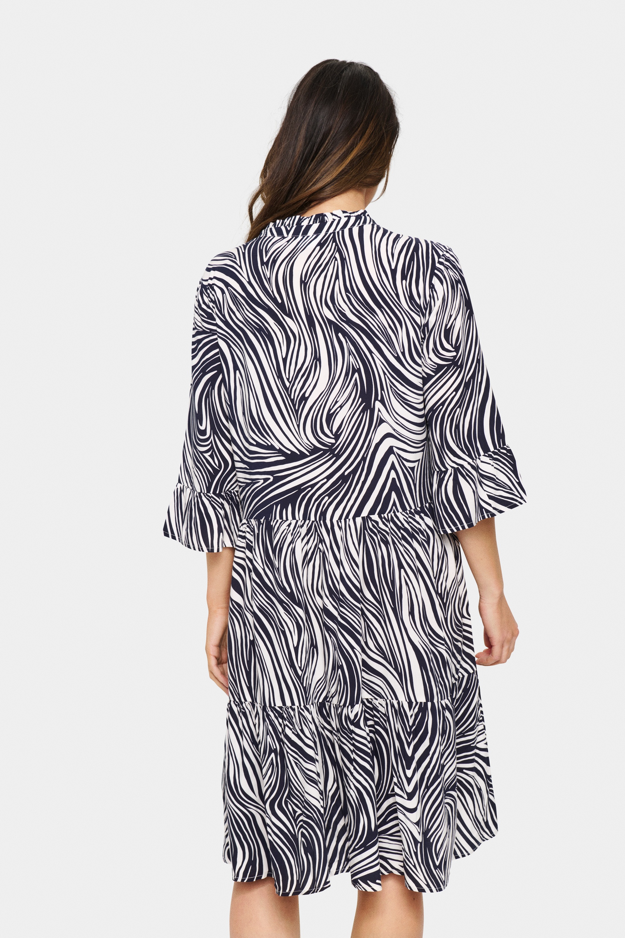 Saint Tropez Blusenkleid »EdaSZ Dress« Sommerkleid, Tunikakleid mit Volant und 3/4 Ärmel