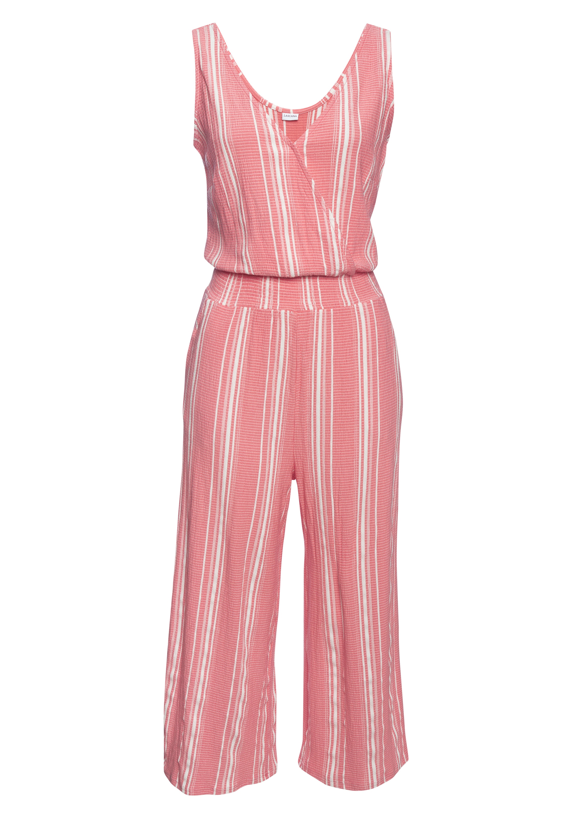 LASCANA Culotte-Overall aus strukturierter Ware, sommerlicher Jumpsuit mit Streifen
