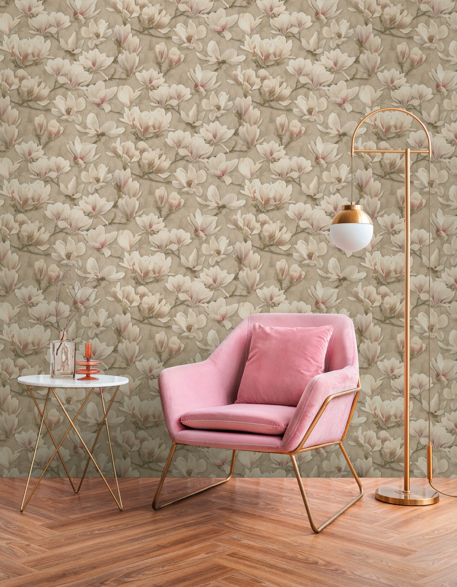 A.S. Création Vliestapete "PintWalls II Blumen-Tapete Mustertapete Magnolien Blumen" matt strukturiert Vliestapete floral für Schlafzimmer Küche Wohnzimmer Magnolie Design