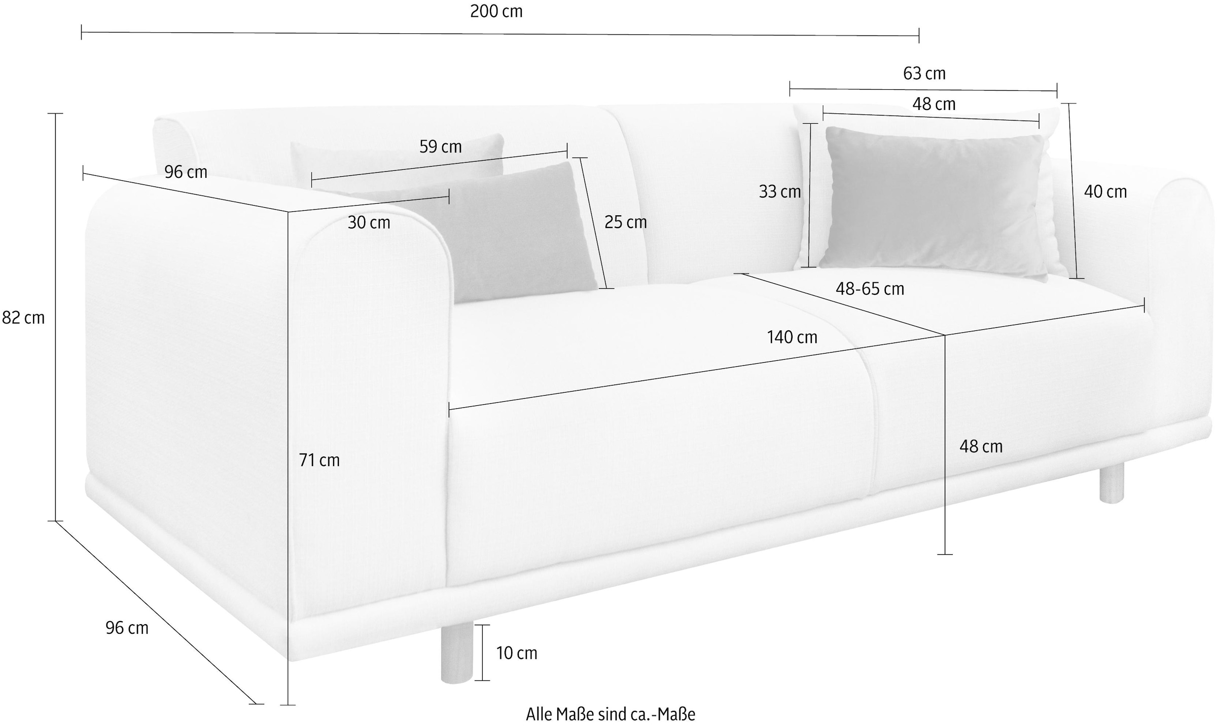 andas 2-Sitzer »Maroon«, in skandinavischem Design, mit losen Kissen