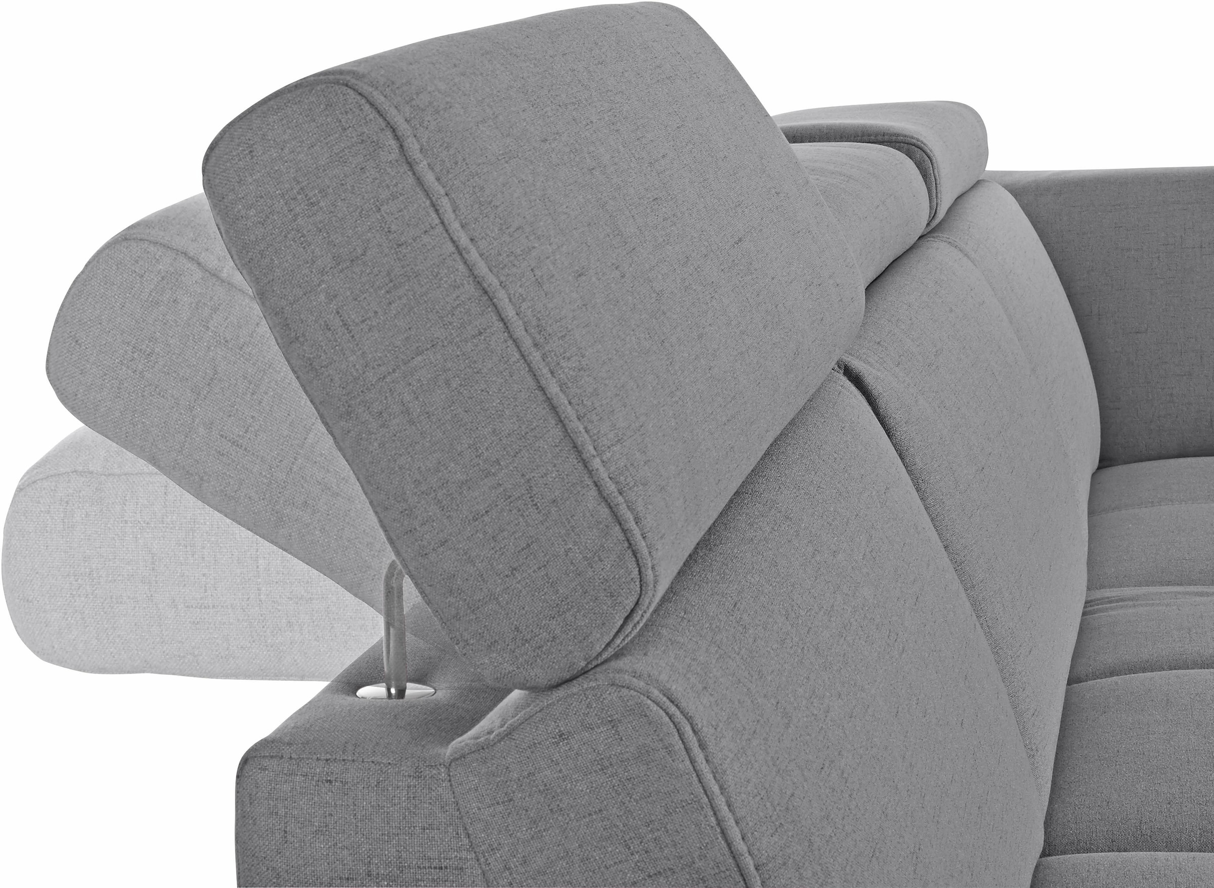 DOMO collection Ecksofa »Ava, moderne Sitzheftung mit toller Doppelnaht, komfortabel, L-Form«, mit Ottomane, inkl. Federkern, wahlweise mit Kopfteilverstellungen