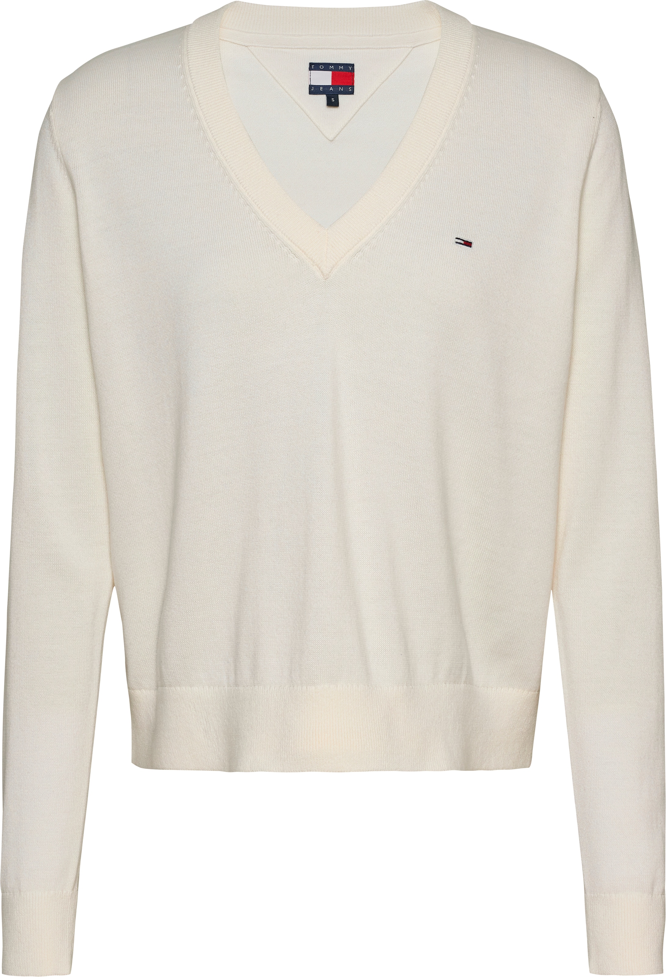 Tommy Jeans V-Ausschnitt-Pullover »TJW ESSENTIAL VNECK SWEATER EXT«, mit Logostickerei