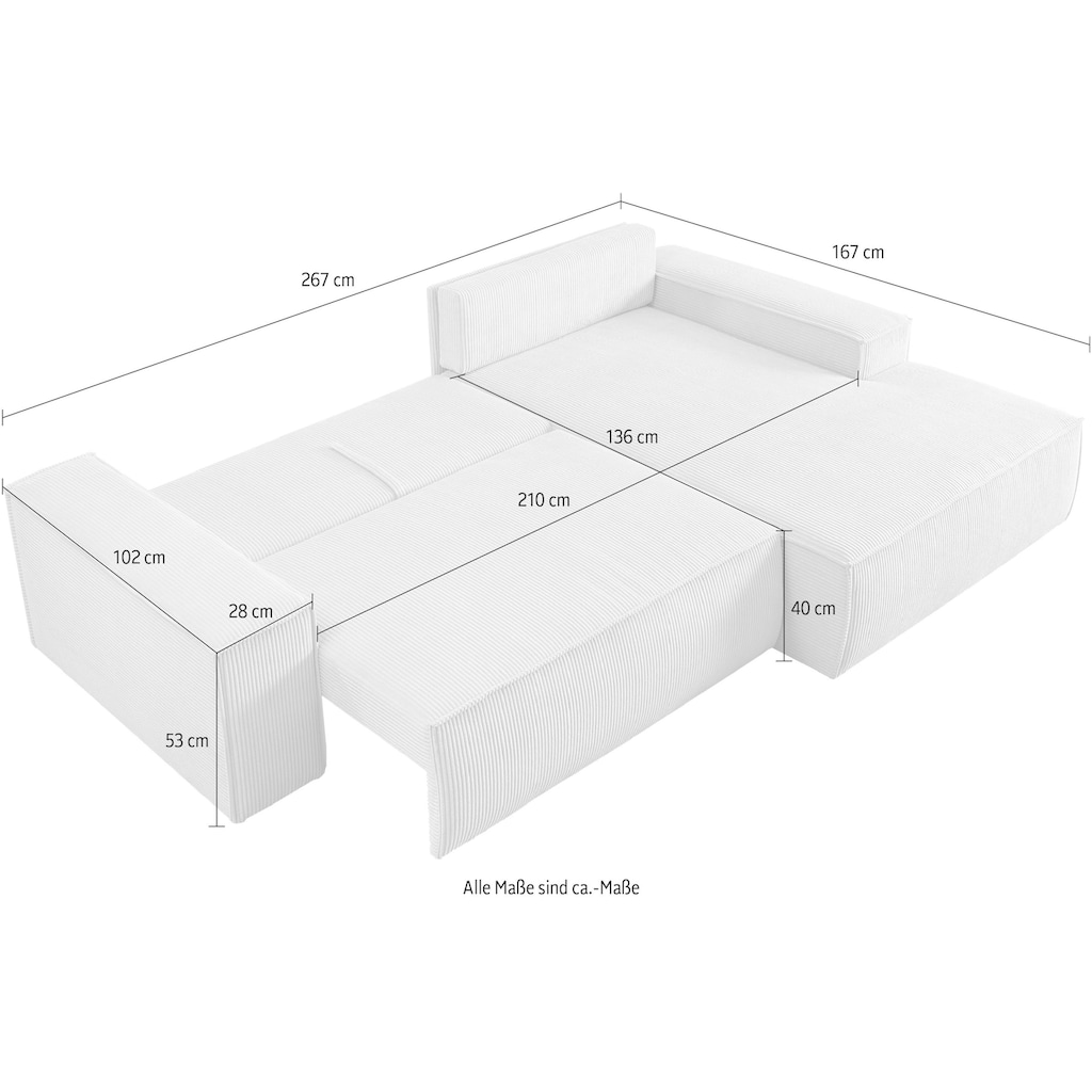 Home affaire Ecksofa »SHERWOOD Schlafsofa 267 cm«