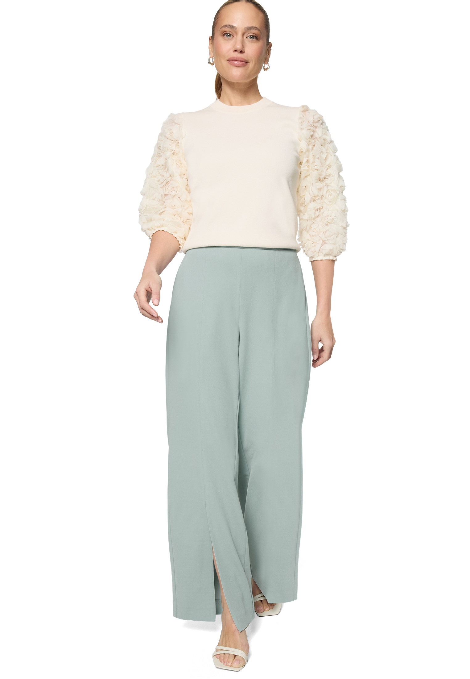 Zero Strickpullover »Damen mit 3D Blüten« 1 drapiert / gerafft