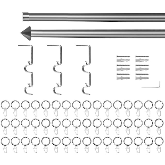 LICHTBLICK ORIGINAL Gardinenstange »Gardinenstange Kegel, 20 mm,  ausziehbar, 2 läufig 130 - 240 cm Chrom«, 2 läufig-läufig, ausziehbar,  Zweiläufige Vorhangstange mit Ringen für Gardinen und Stores. | BAUR