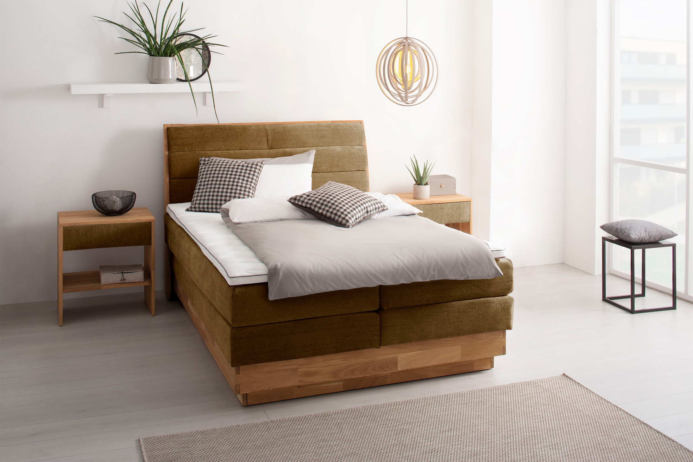Boxspringbett OTTO HOME "Jenna", braun (bronzo), B:204cm L:216cm, Komplettbetten, Boxspringbett, ohne LED-Beleuchtung, mit zertifizierten, recycelten Bezugsstoffen 4