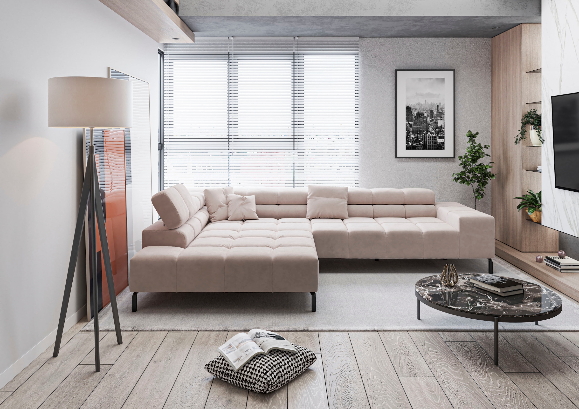 INOSIGN Ecksofa "Ancona New, wahlweise motorische Sitztiefenverstellung, au günstig online kaufen